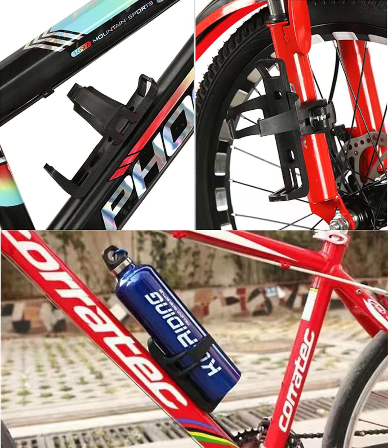 2 Pack Bike Bottle Holder, Universal Bicycle Water Bottle Cage Holder, Water Cup Holder for Bike Stroller Walker, Adjustable Mountain Bike Drink Cup with 360 Degree Rotating for Cycling MTB Black+Red - Image 7