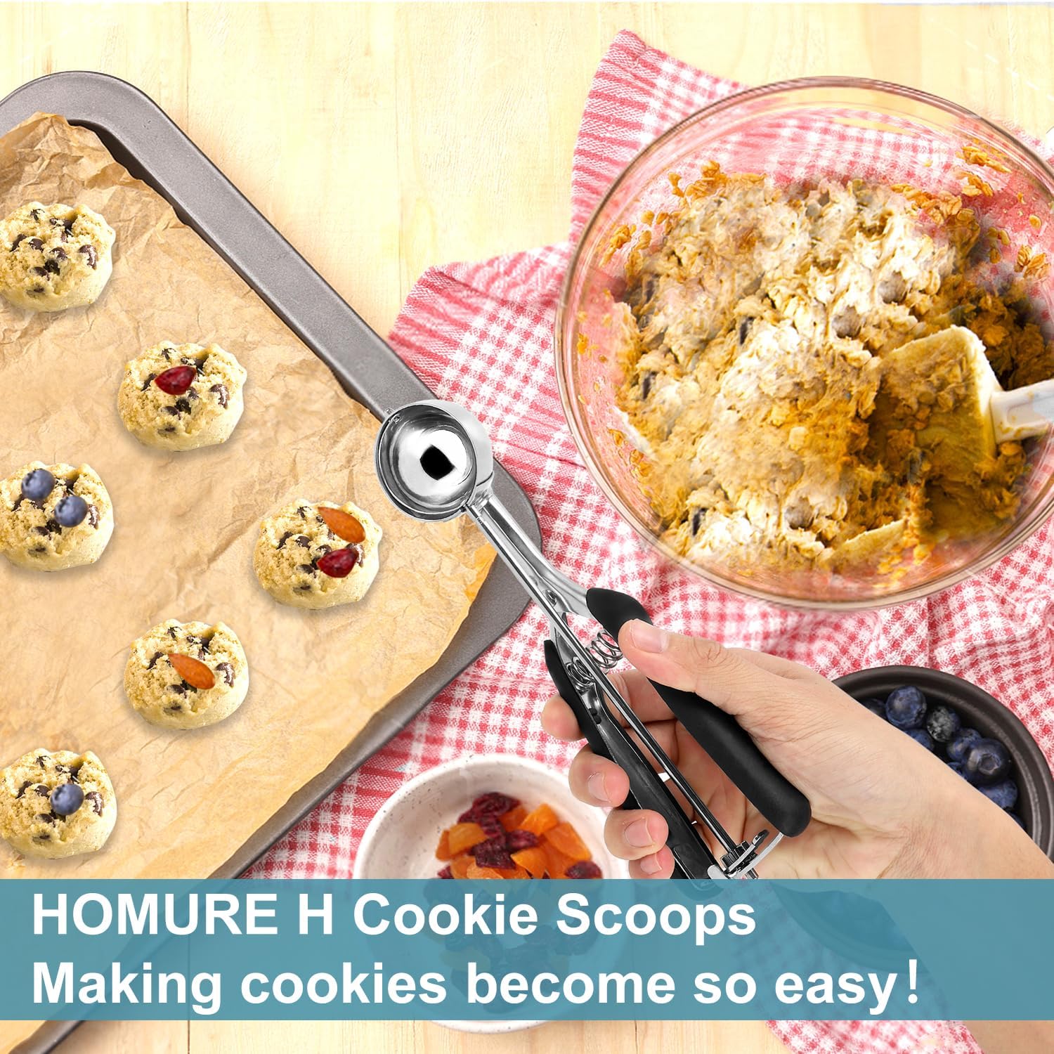 Cookie Scoop Set - Include 1 Tbsp/ 2 Tbsp/ 3Tbsp - 3 PCS Cookie Scoops for Baking - Cookie Dough Scoop - Made of 18/8 Stainless Steel - Image 5