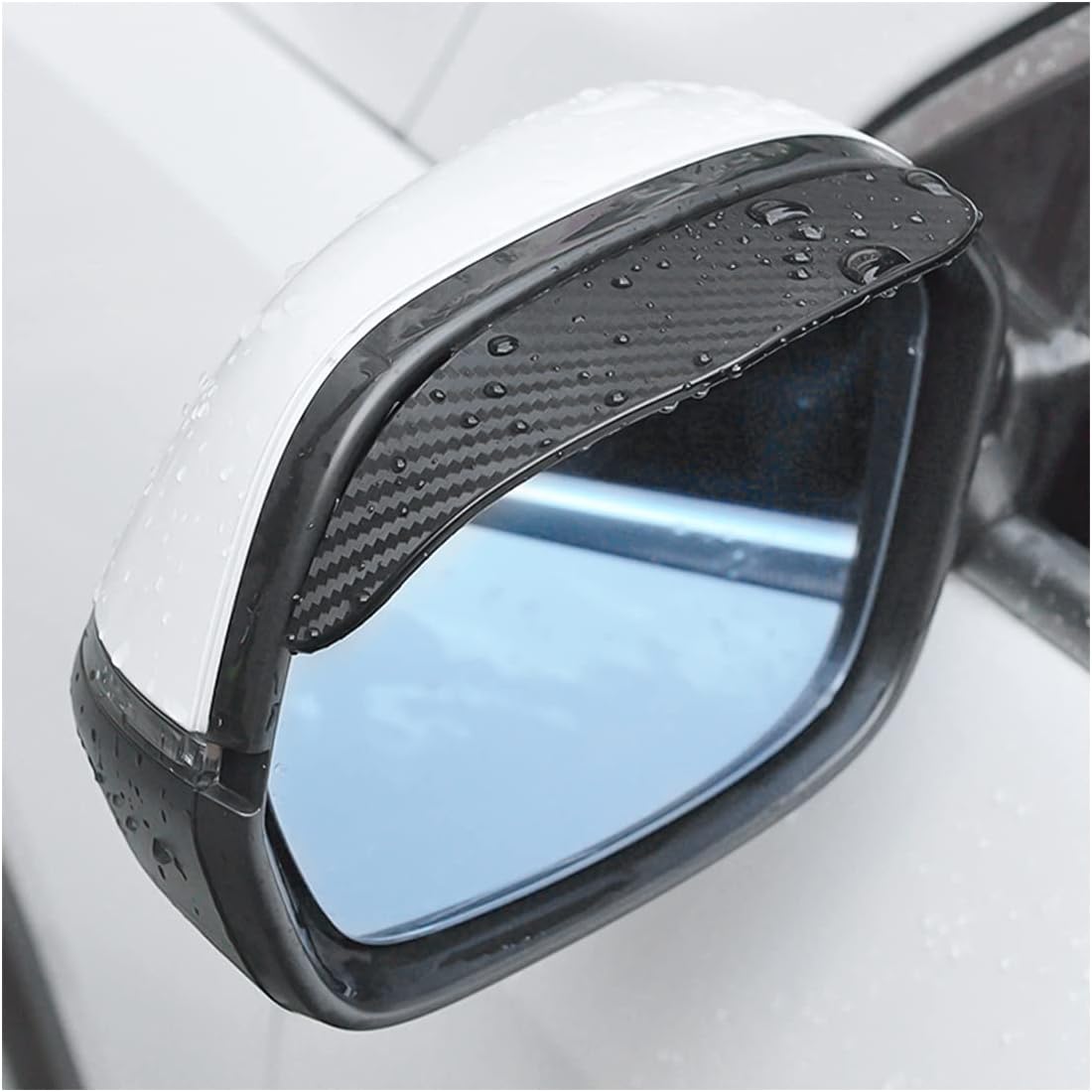 2PCS Smoke Visor Guards for Car Side Mirrors - Waterproof Carbon Fiber Auto Rain Eyebrows for Cars, Trucks and SUVs - Universal Fit (Black) - Image 1