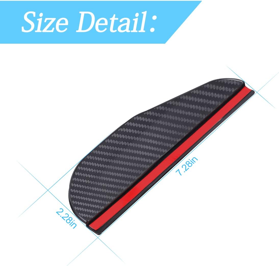 2PCS Smoke Visor Guards for Car Side Mirrors - Waterproof Carbon Fiber Auto Rain Eyebrows for Cars, Trucks and SUVs - Universal Fit (Black) - Image 2