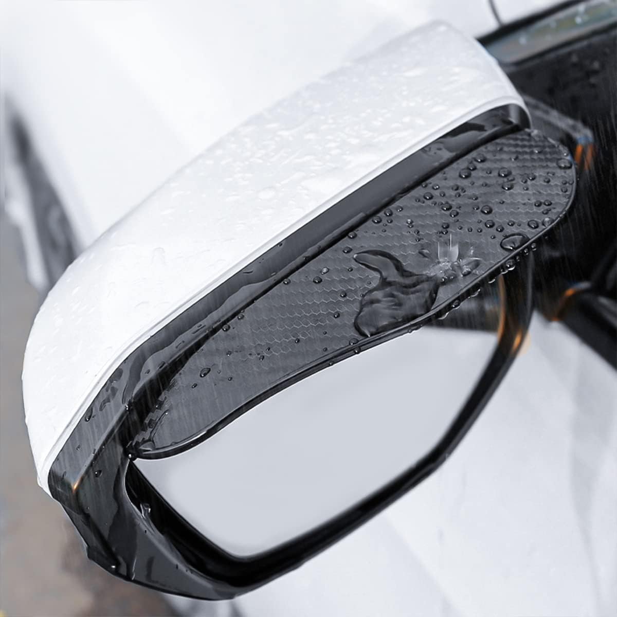2PCS Smoke Visor Guards for Car Side Mirrors - Waterproof Carbon Fiber Auto Rain Eyebrows for Cars, Trucks and SUVs - Universal Fit (Black) - Image 6