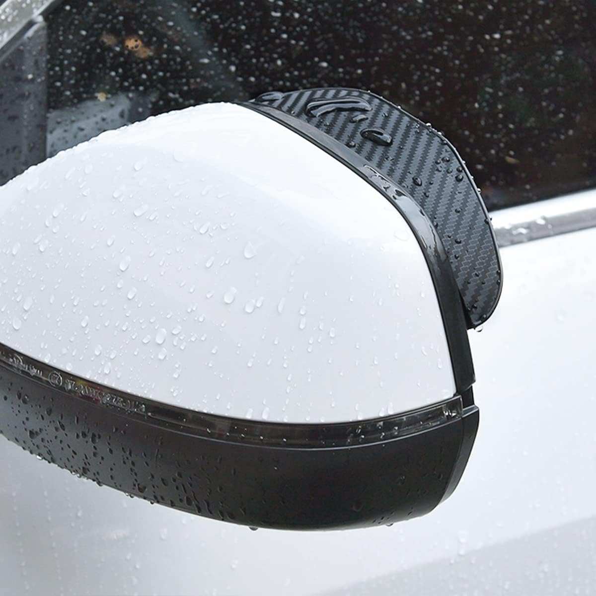 2PCS Smoke Visor Guards for Car Side Mirrors - Waterproof Carbon Fiber Auto Rain Eyebrows for Cars, Trucks and SUVs - Universal Fit (Black) - Image 7