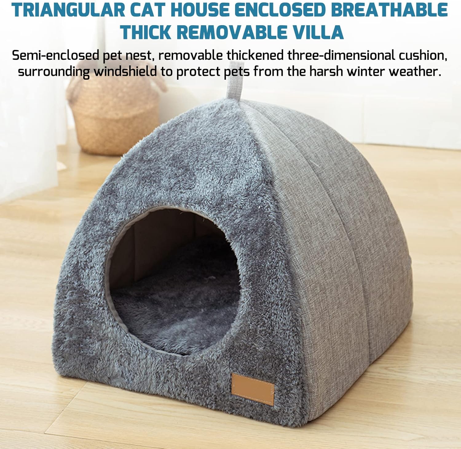 Pet Cave Bed - Warm Cat Bed for Indoor Cats - Pet Tent Cave Igloo Bed for Cats/Small Dogs - Pet Dog Cat Cave Bed - Kitten Bed Cat Tent Cat Bed House with Removable Washable Cushion - Image 3