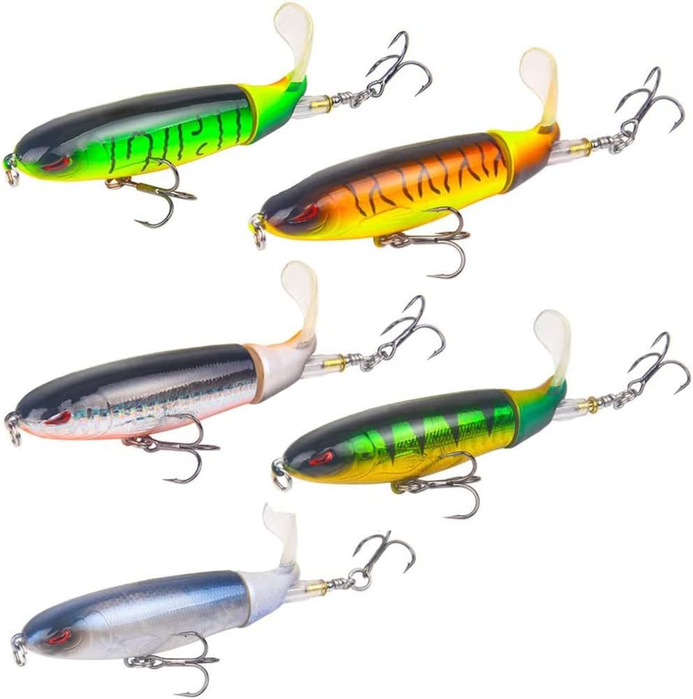 Topwater Fishing Lures Set Whopper Plopper Bass Lures with Floating Rotating Tail Fish Bait Lures Hard Bait Hook/Fish Tackle Bait for Freshwater and Saltwater - Image 1