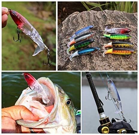 Topwater Fishing Lures Set Whopper Plopper Bass Lures with Floating Rotating Tail Fish Bait Lures Hard Bait Hook/Fish Tackle Bait for Freshwater and Saltwater - Image 5