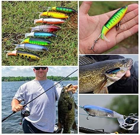 Topwater Fishing Lures Set Whopper Plopper Bass Lures with Floating Rotating Tail Fish Bait Lures Hard Bait Hook/Fish Tackle Bait for Freshwater and Saltwater - Image 6