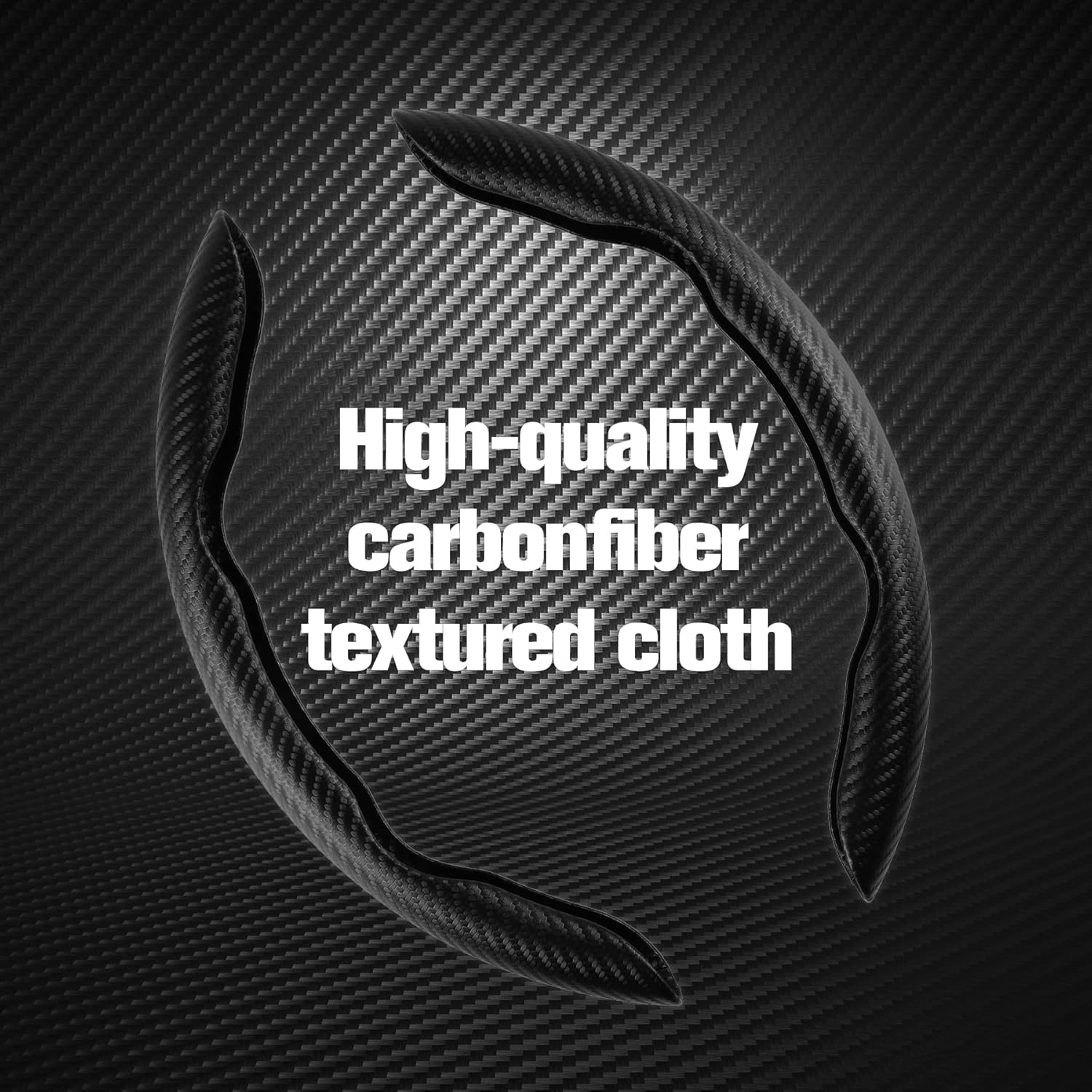 Car Carbon Fiber Anti-Skid Steering Wheel Cover, Segmented Protector, Butterfly Universal 99% Cover Interior Accessories (Black) (-CPH/W1) - Image 3