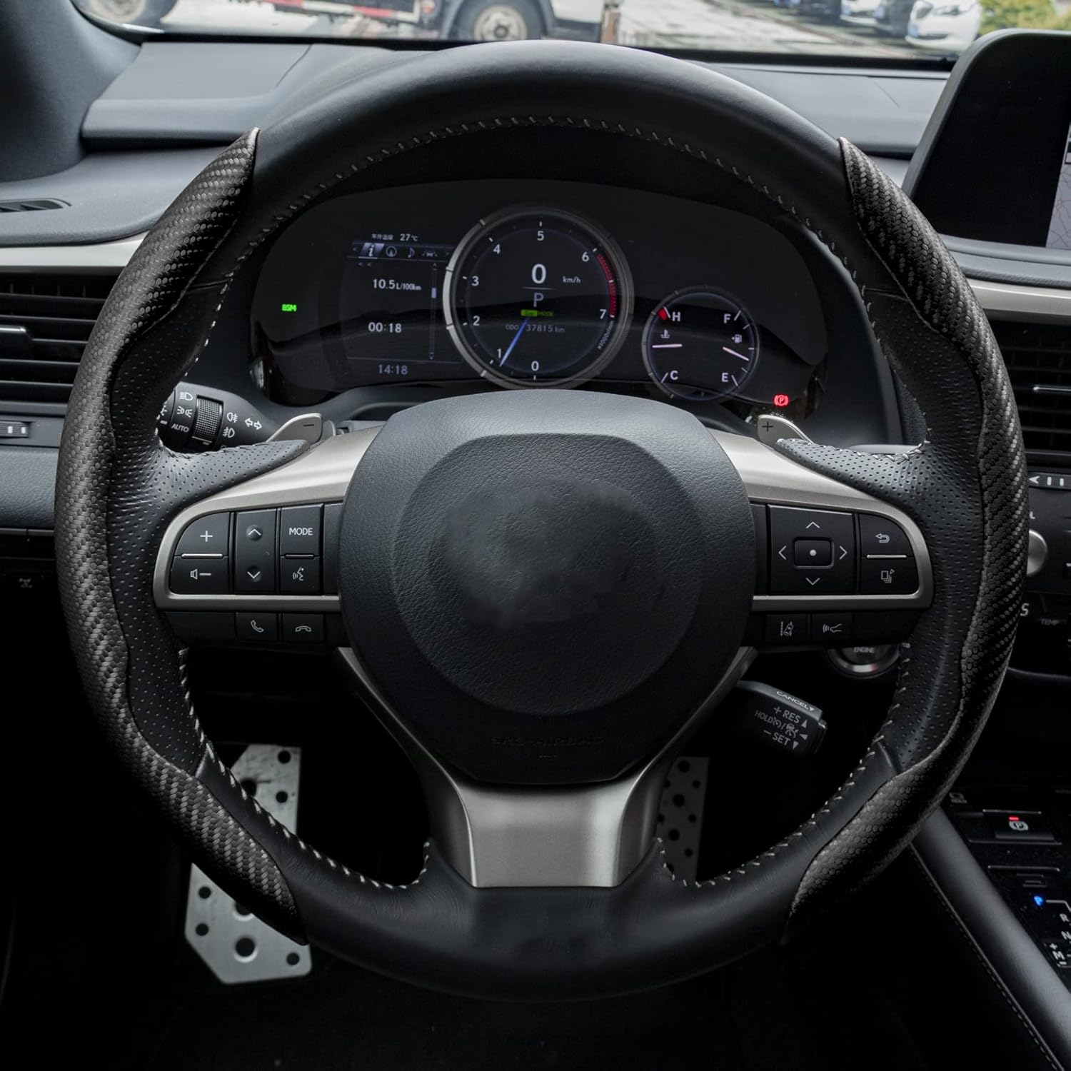 Car Carbon Fiber Anti-Skid Steering Wheel Cover, Segmented Protector, Butterfly Universal 99% Cover Interior Accessories (Black) (-CPH/W1) - Image 7