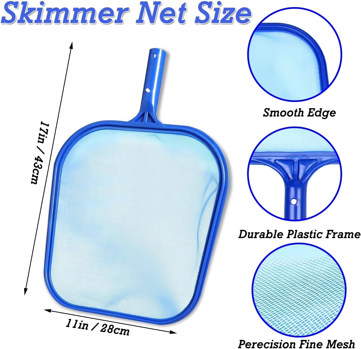 2 Pack Pool Skimmer Net, Hot Tubs Nets Fine Mesh Leaf Rake for Cleaning Surface of Pond Swimming Pool Cleaning Supplies and Accessories - Image 2