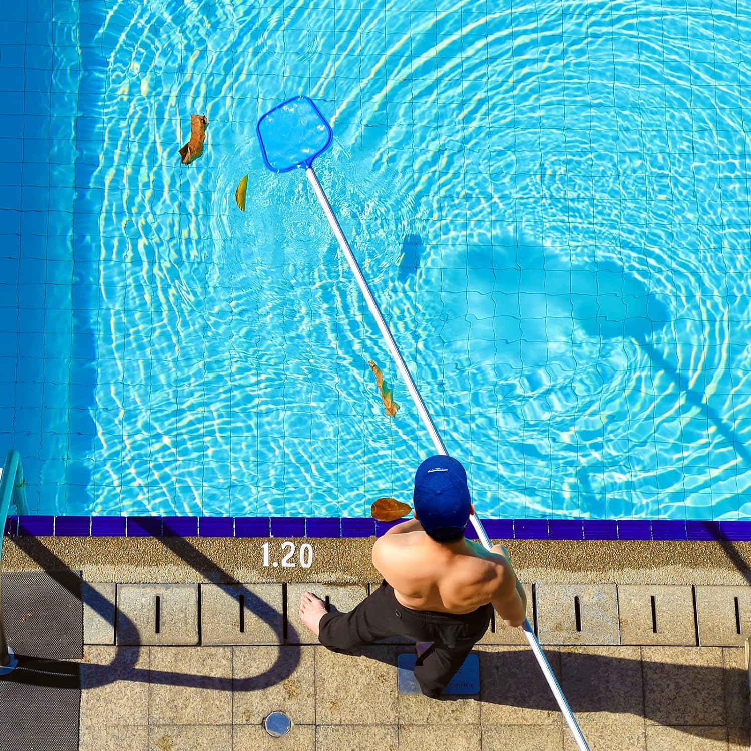 2 Pack Pool Skimmer Net, Hot Tubs Nets Fine Mesh Leaf Rake for Cleaning Surface of Pond Swimming Pool Cleaning Supplies and Accessories - Image 6