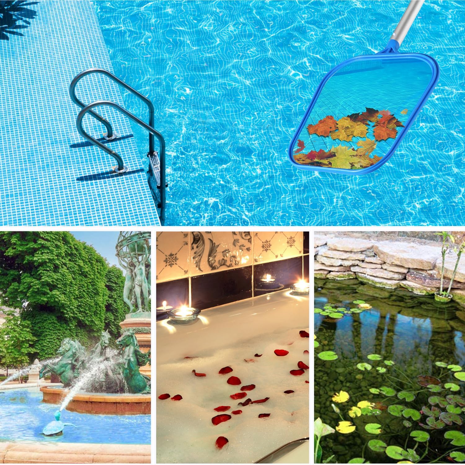 2 Pack Pool Skimmer Net, Hot Tubs Nets Fine Mesh Leaf Rake for Cleaning Surface of Pond Swimming Pool Cleaning Supplies and Accessories - Image 7