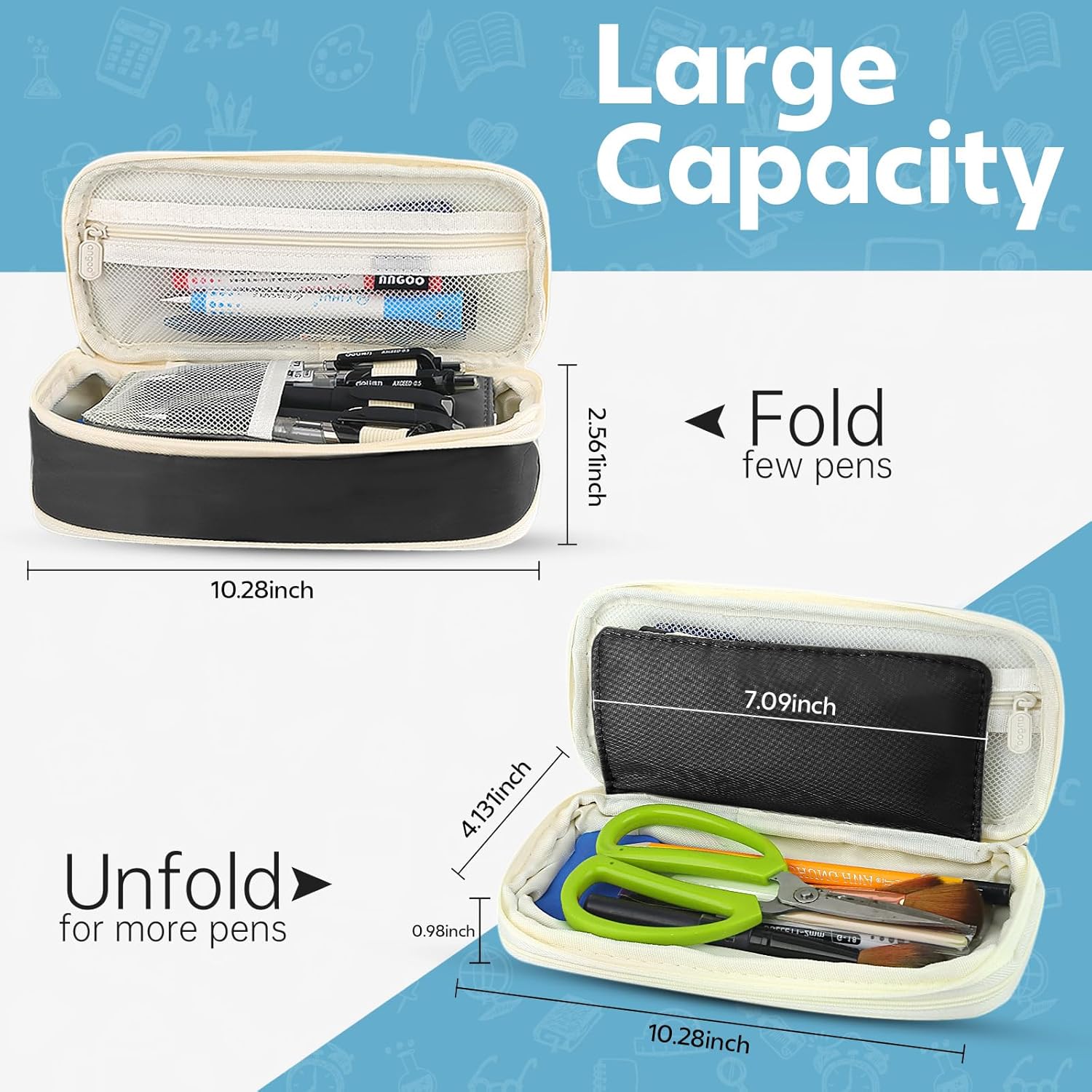 Pencil Case, Large Capacity Aesthetic Pen Cases with Durable Zipper, Big Stationery Pencil Pouch for Women & Men - Image 2