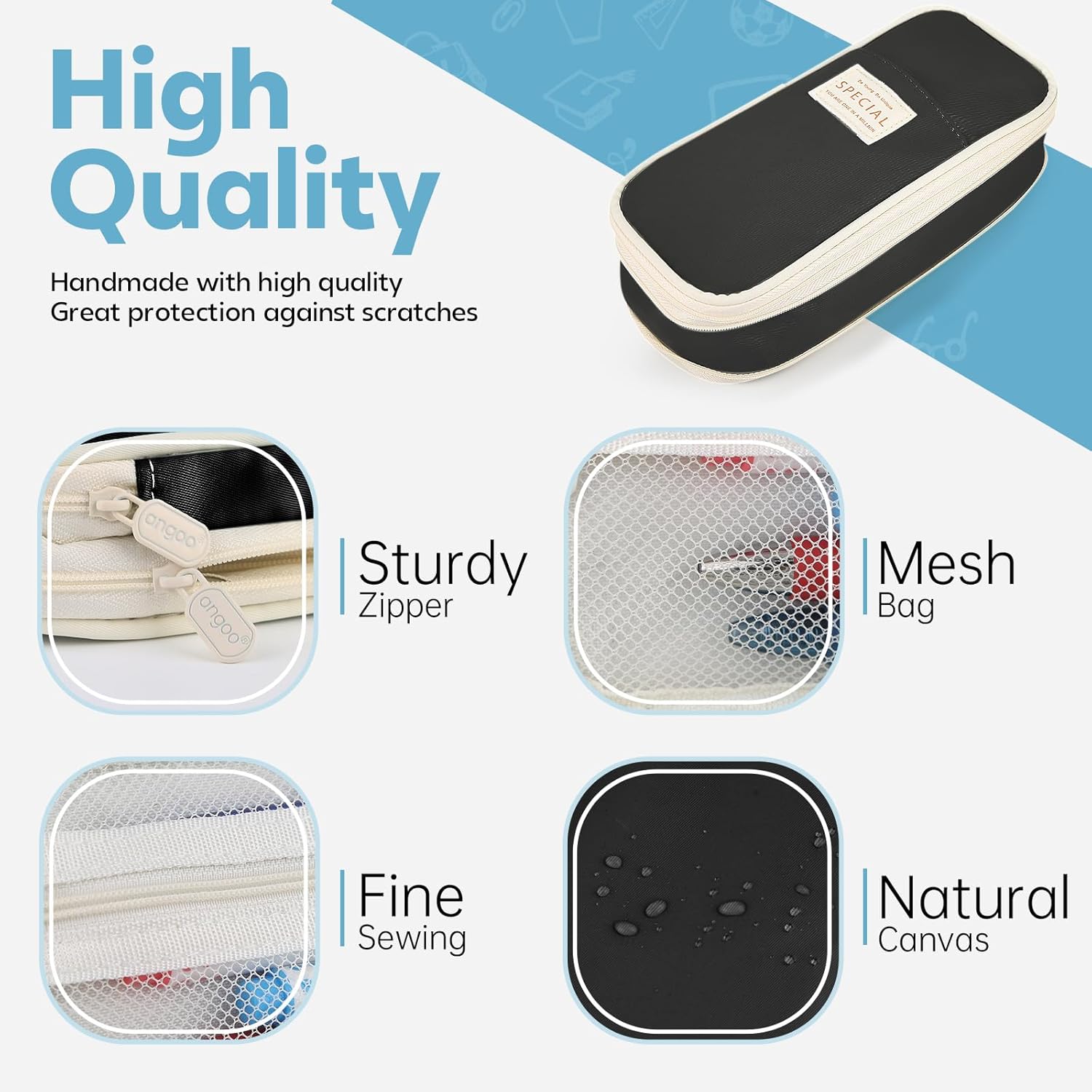 Pencil Case, Large Capacity Aesthetic Pen Cases with Durable Zipper, Big Stationery Pencil Pouch for Women & Men - Image 3