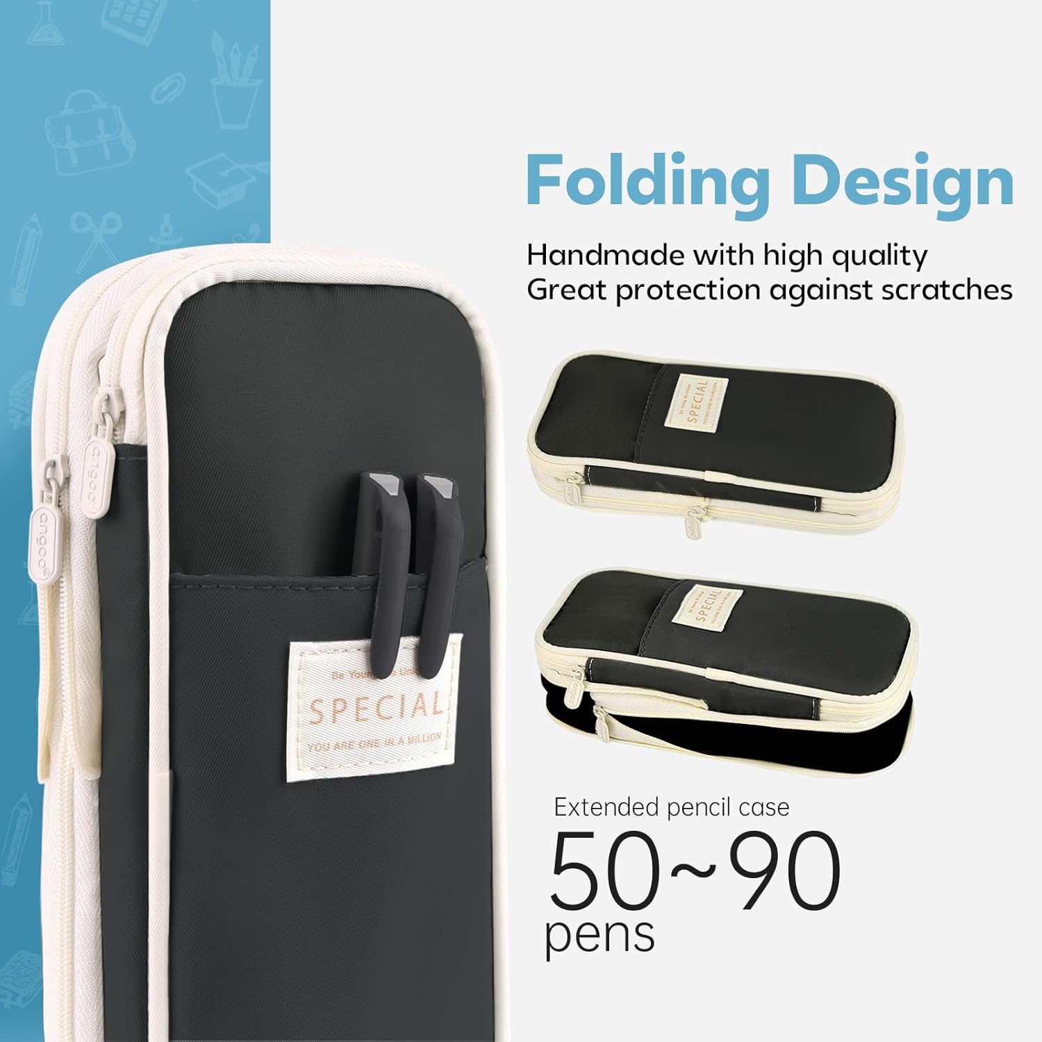 Pencil Case, Large Capacity Aesthetic Pen Cases with Durable Zipper, Big Stationery Pencil Pouch for Women & Men - Image 4