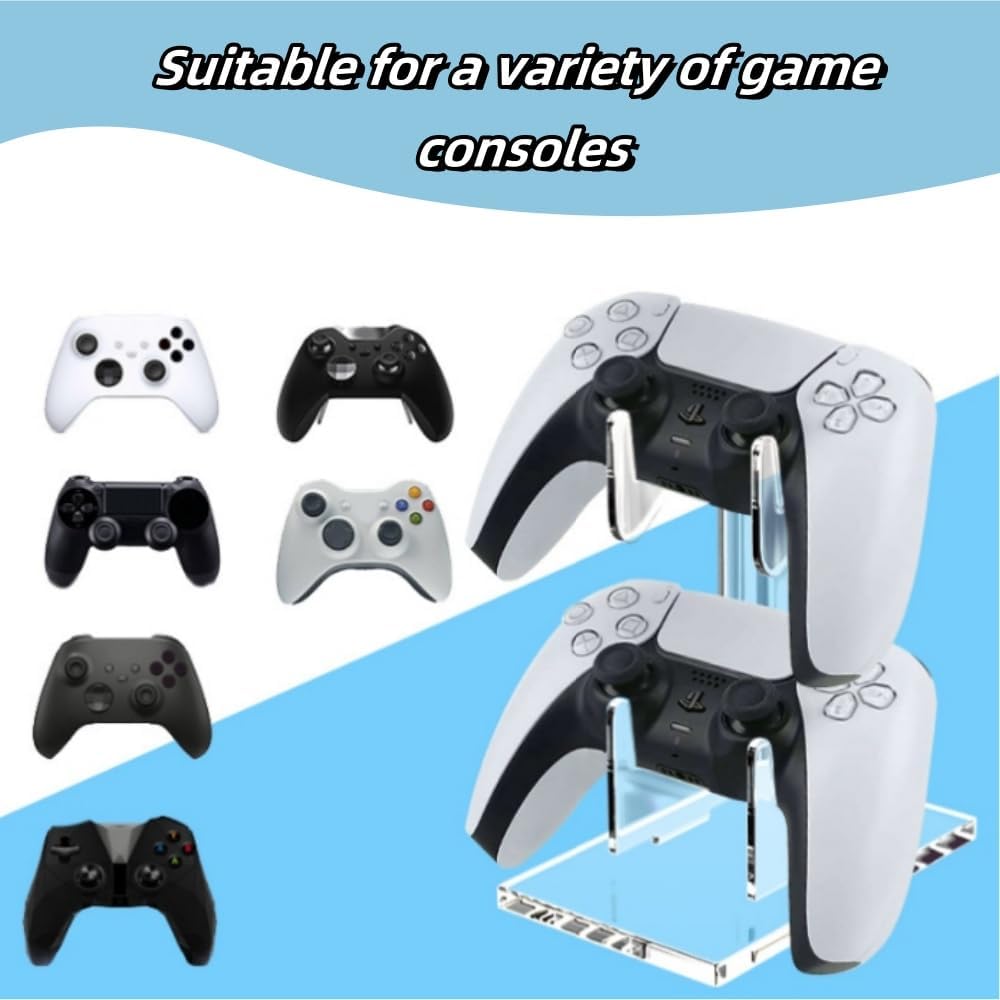 Universal Dual Game Controller Holder Desk Stand for PS4 PS5 Xbox ONE Switch, Perfect Display and Organization, Gaming Controller Accessories(Transparent Acrylic) (2T/Black) - Image 4
