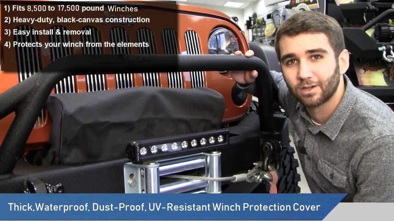 Winch Cover, Heavy Duty Waterproof Dust-Proof Winch Protection Cover, Ideal for Electric Winches 8500-17500 lbs, Indoor/Outdoor (21.5” x 9.5” x 7.5”) - Black - Image 5