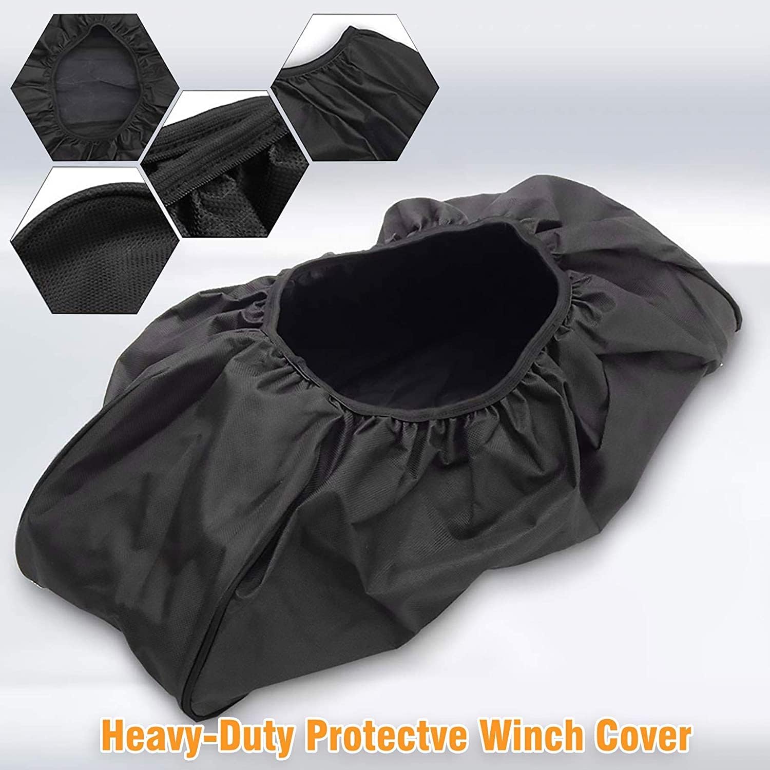 Winch Cover, Heavy Duty Waterproof Dust-Proof Winch Protection Cover, Ideal for Electric Winches 8500-17500 lbs, Indoor/Outdoor (21.5” x 9.5” x 7.5”) - Black - Image 6