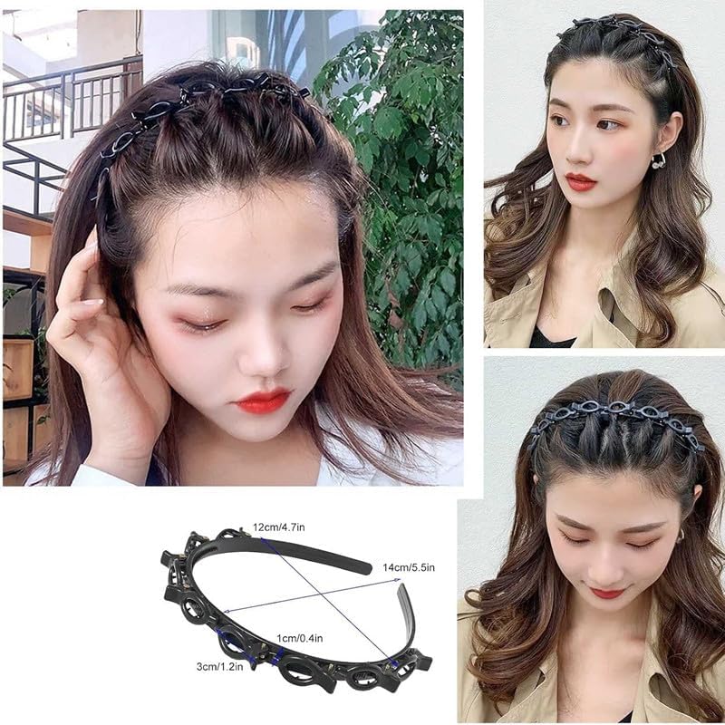 Braided Headbands Double Layer Twist Plait Hairband, 2Pcs Bangs Hairstyle Twist Hairpin Headbands,Double Bangs Hairstyle Hairpin Headband Korean Braided Headbands,Double Layer Twist Plait Headband - Image 2