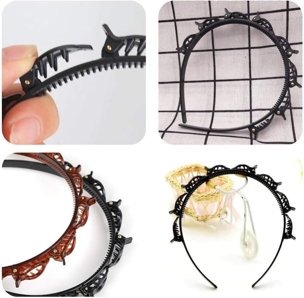 Braided Headbands Double Layer Twist Plait Hairband, 2Pcs Bangs Hairstyle Twist Hairpin Headbands,Double Bangs Hairstyle Hairpin Headband Korean Braided Headbands,Double Layer Twist Plait Headband - Image 3