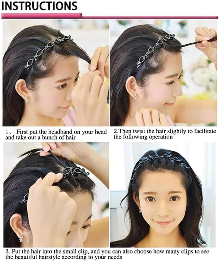 Braided Headbands Double Layer Twist Plait Hairband, 2Pcs Bangs Hairstyle Twist Hairpin Headbands,Double Bangs Hairstyle Hairpin Headband Korean Braided Headbands,Double Layer Twist Plait Headband - Image 4