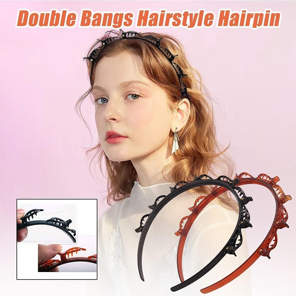 Braided Headbands Double Layer Twist Plait Hairband, 2Pcs Bangs Hairstyle Twist Hairpin Headbands,Double Bangs Hairstyle Hairpin Headband Korean Braided Headbands,Double Layer Twist Plait Headband - Image 5