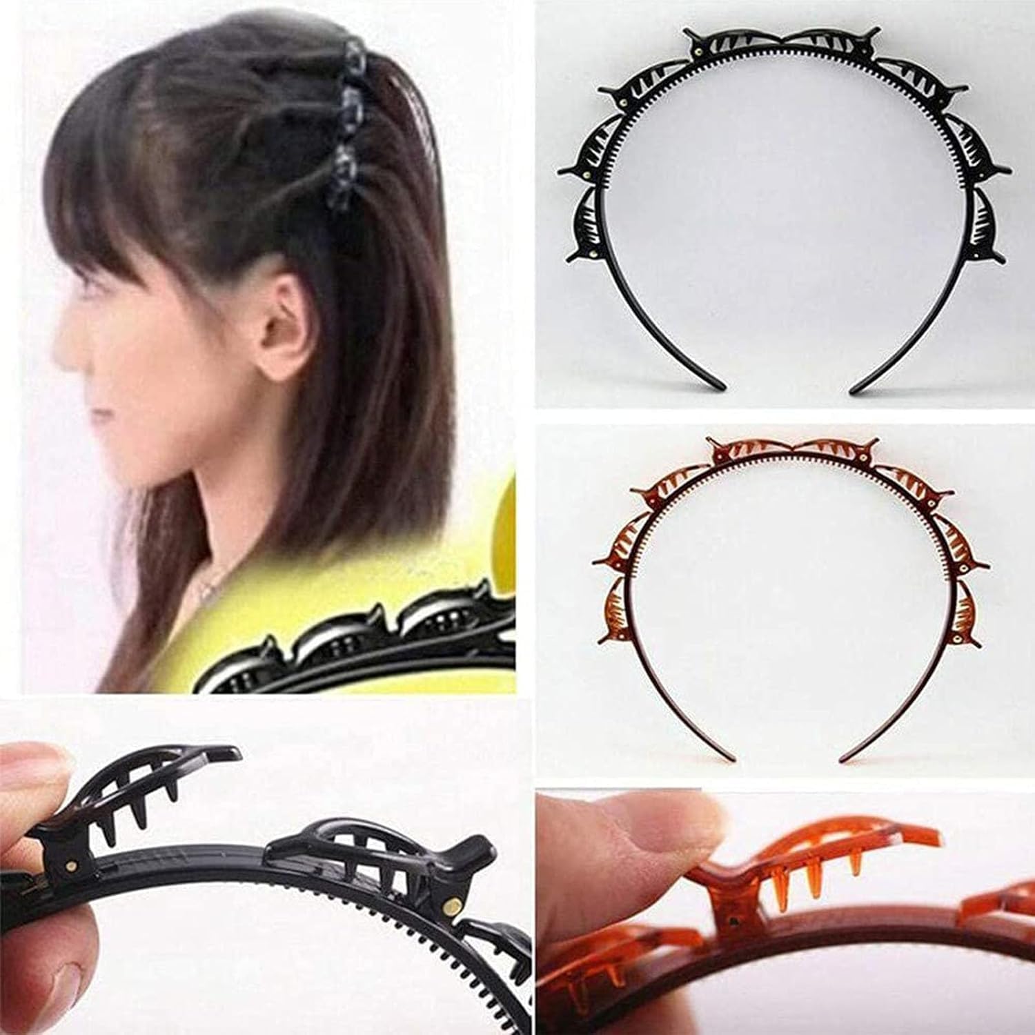 Braided Headbands Double Layer Twist Plait Hairband, 2Pcs Bangs Hairstyle Twist Hairpin Headbands,Double Bangs Hairstyle Hairpin Headband Korean Braided Headbands,Double Layer Twist Plait Headband - Image 6