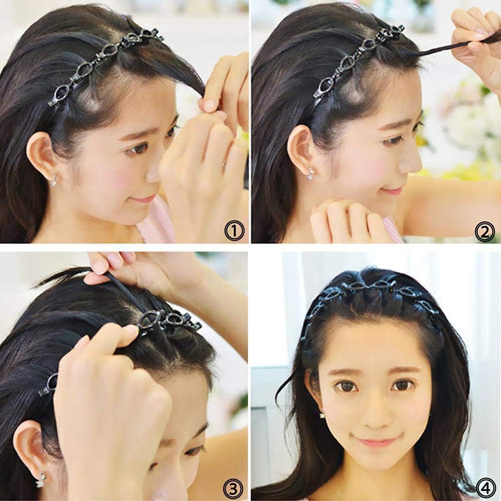 Braided Headbands Double Layer Twist Plait Hairband, 2Pcs Bangs Hairstyle Twist Hairpin Headbands,Double Bangs Hairstyle Hairpin Headband Korean Braided Headbands,Double Layer Twist Plait Headband - Image 7