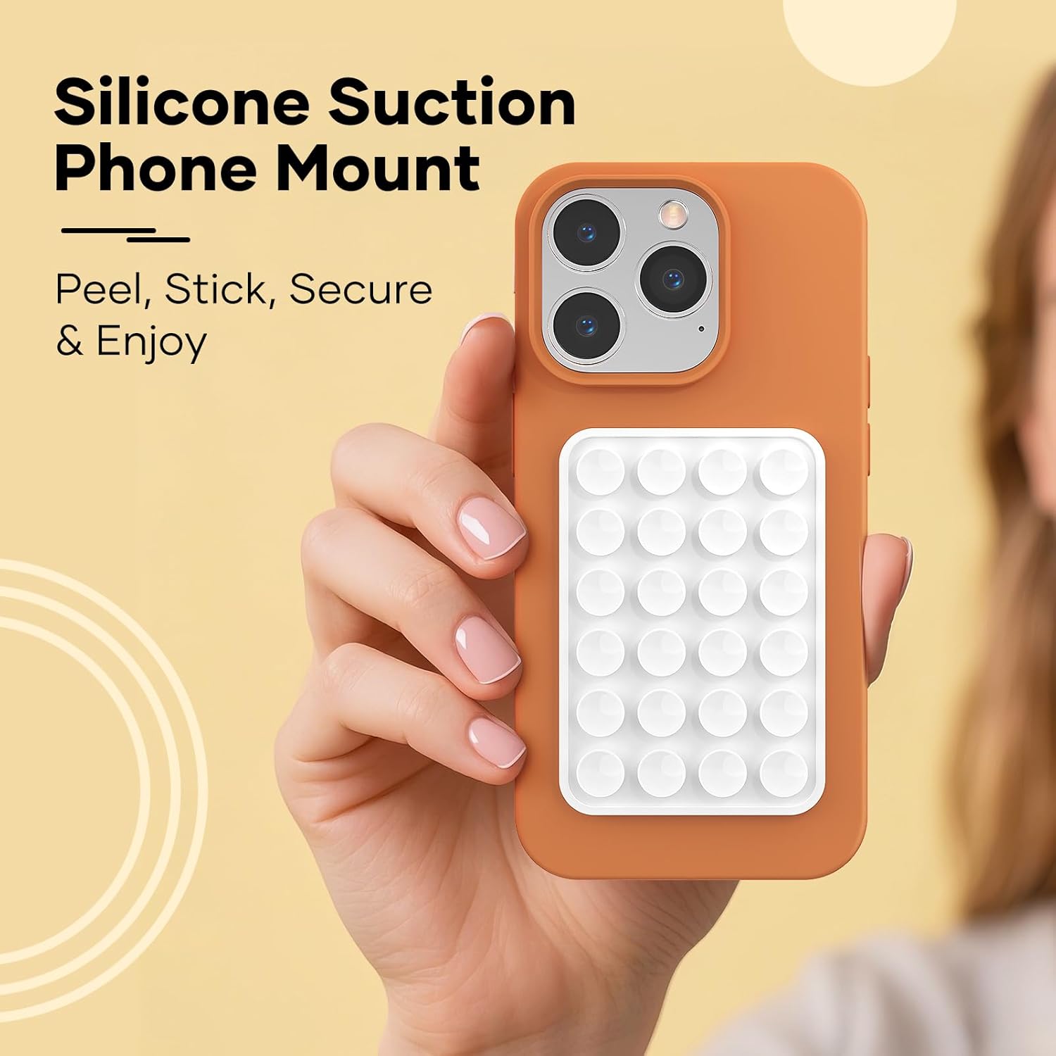 Silicone Phone Sticky Grip, Suction Phone Case Mount for iPhone and Android, Hands-Free Sticky Cell Phone Grip, Mobile Fidget Mirror Holder for Selfies and Videos - Image 2