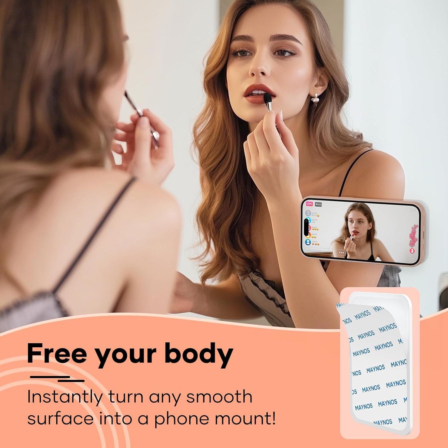 Silicone Phone Sticky Grip, Suction Phone Case Mount for iPhone and Android, Hands-Free Sticky Cell Phone Grip, Mobile Fidget Mirror Holder for Selfies and Videos - Image 3