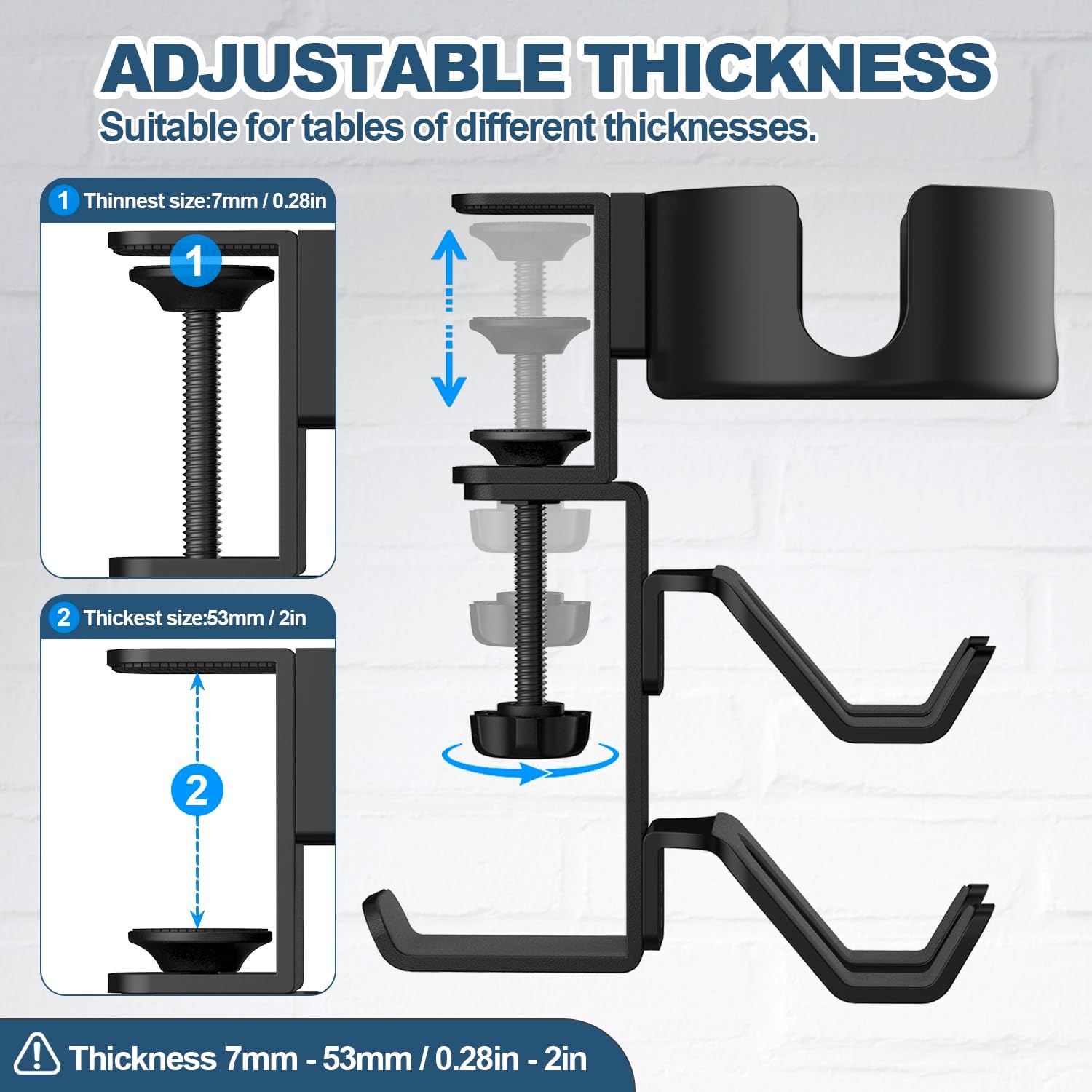 4 in 1 Desk Cup Holder with Headphone Hanger and Controller Stand Gaming Accessories, Universal Adjustable & Rotating Upgraded Arm Clamp for Coffee Mugs, Water Bottles, Headphones, Controller. - Image 5