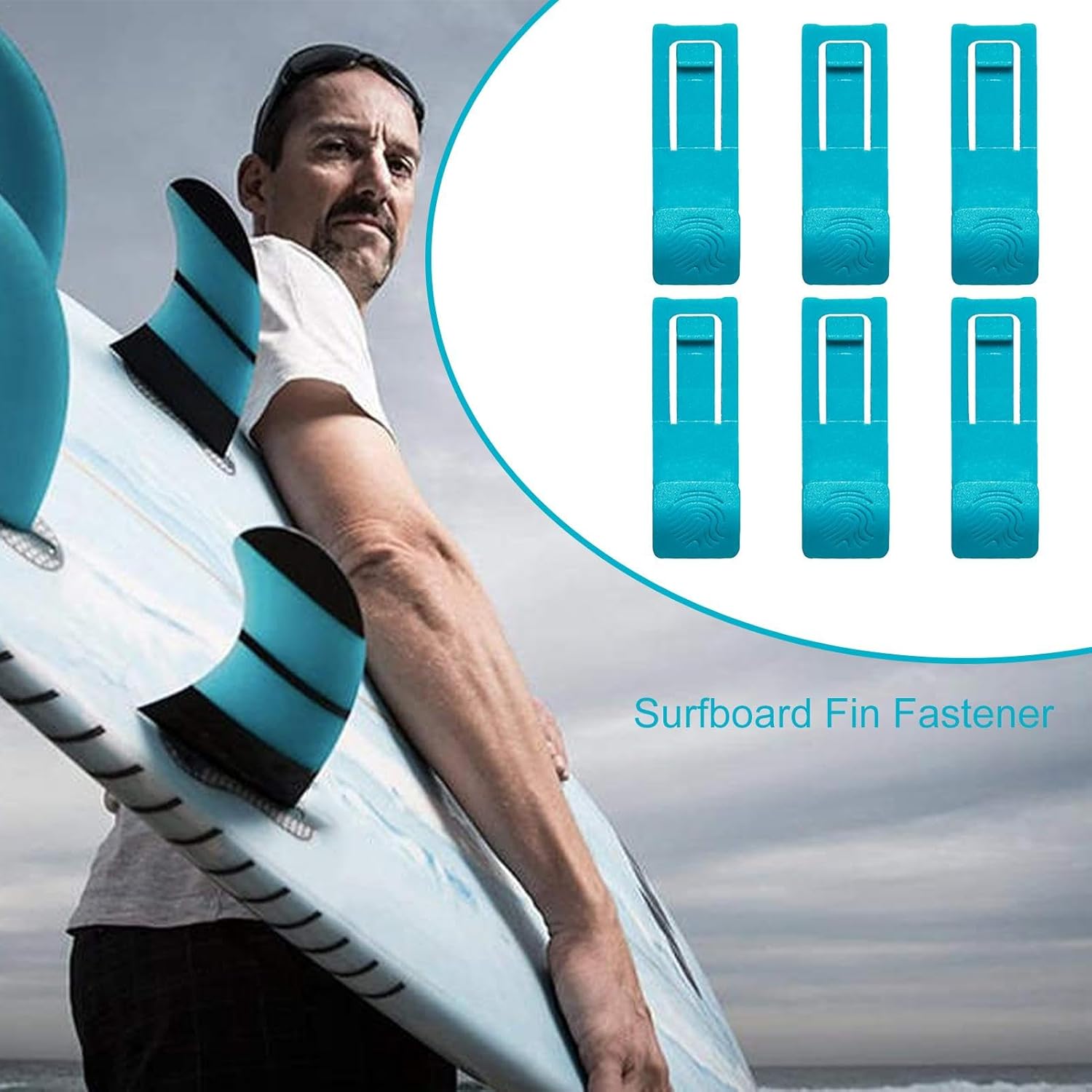 Paddle Board Fin Clips - Surfboard Fin Clips | 6 Watershed Fin Clip | Surfing Gear Fin Bracket | Fastener Base Pin Replacement Buckle Shark-Fin Device Accessories - Image 2