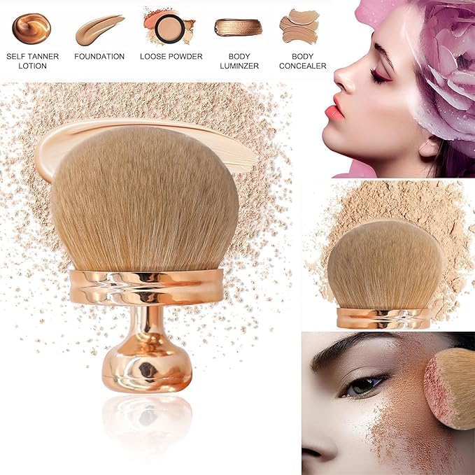 Extra Large Body Self Tanner Makeup Brush, 3 Inch Wide-headed Self Tanning Kabuki Blend Brush for Powder, Blusher, Foundation, Bronzer, Self Tan Face, Body, Leg and Back Applicator (Gold) - Image 4