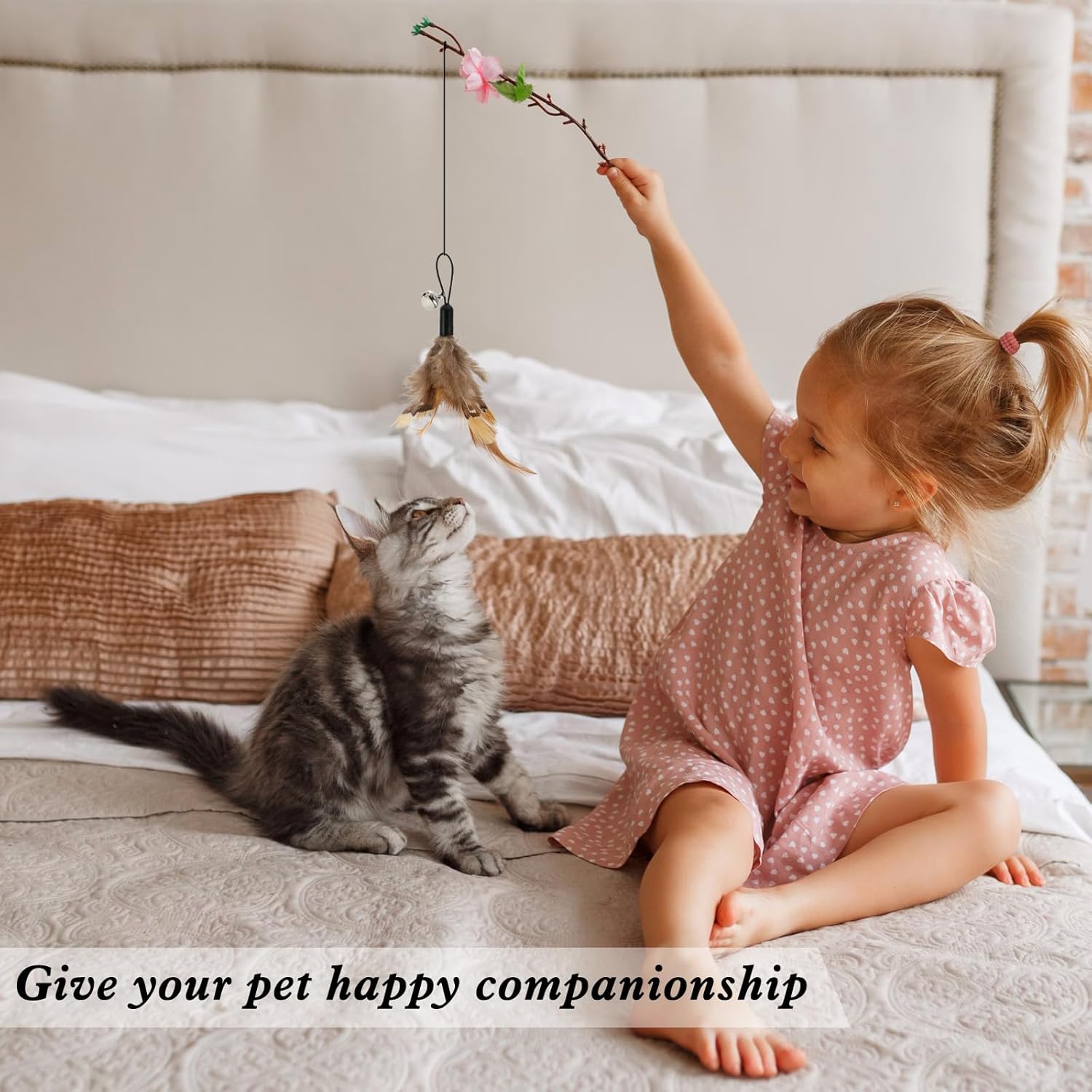 8 Pcs Cat Feather Toys with Bells, Feather Teaser Cat Toy, Replacement Feather Refills with Bells, Exerciser Playing Toy for Kitten or cat - Image 5