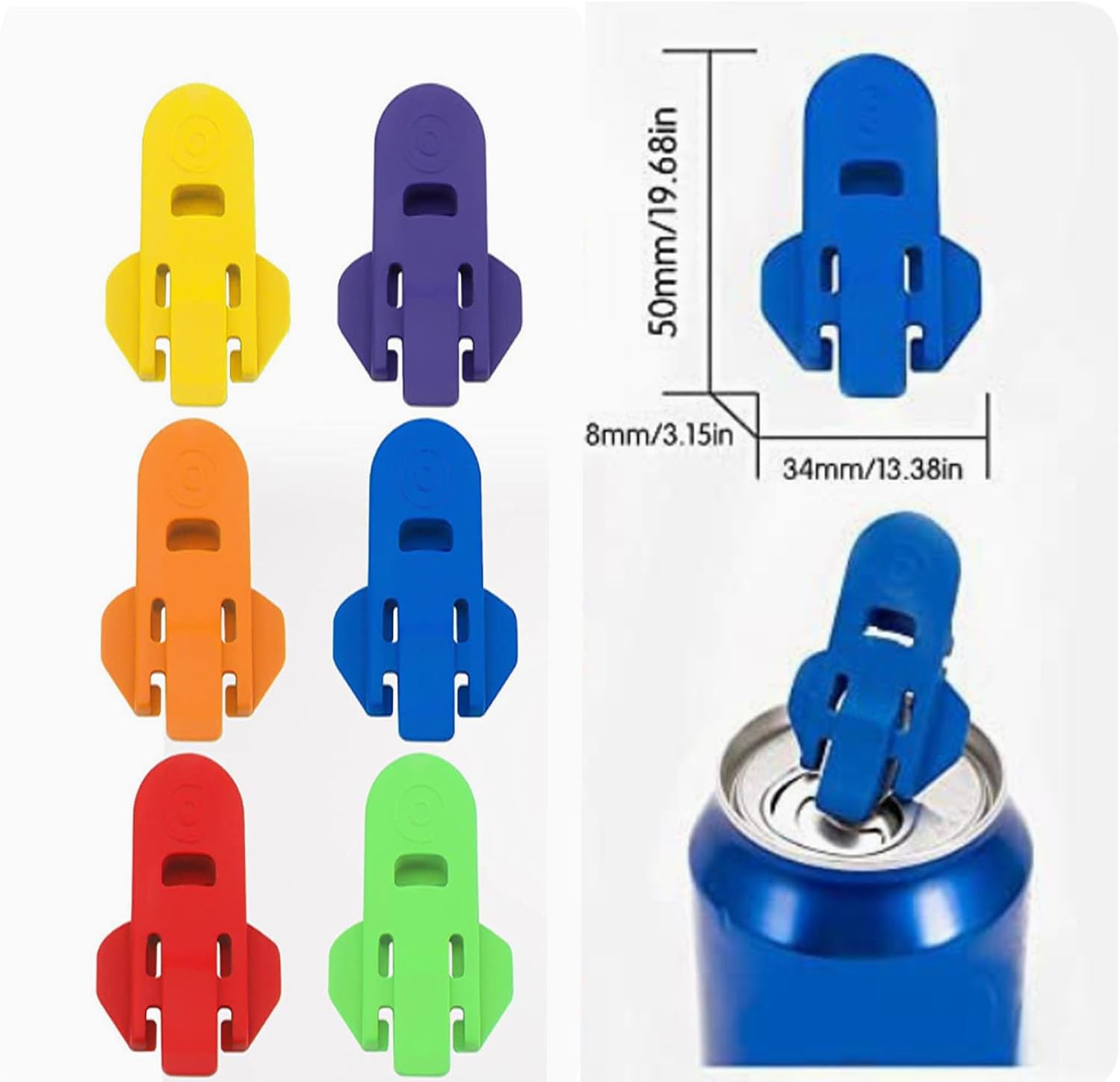 Simple can Opener, Easy Can Opener Soda Beer Can Opener, Manual Easy Can Opener Colorful Drink Can Protector Cap for Pop, Coke, Beer, Soda Aluminum Beverage (6pcs) - Image 2