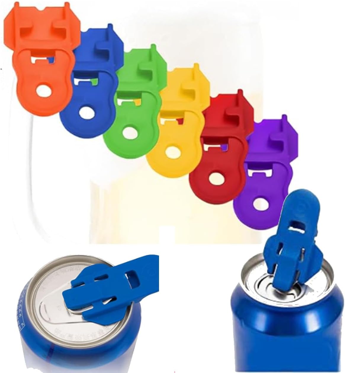 Simple can Opener, Easy Can Opener Soda Beer Can Opener, Manual Easy Can Opener Colorful Drink Can Protector Cap for Pop, Coke, Beer, Soda Aluminum Beverage (6pcs) - Image 4