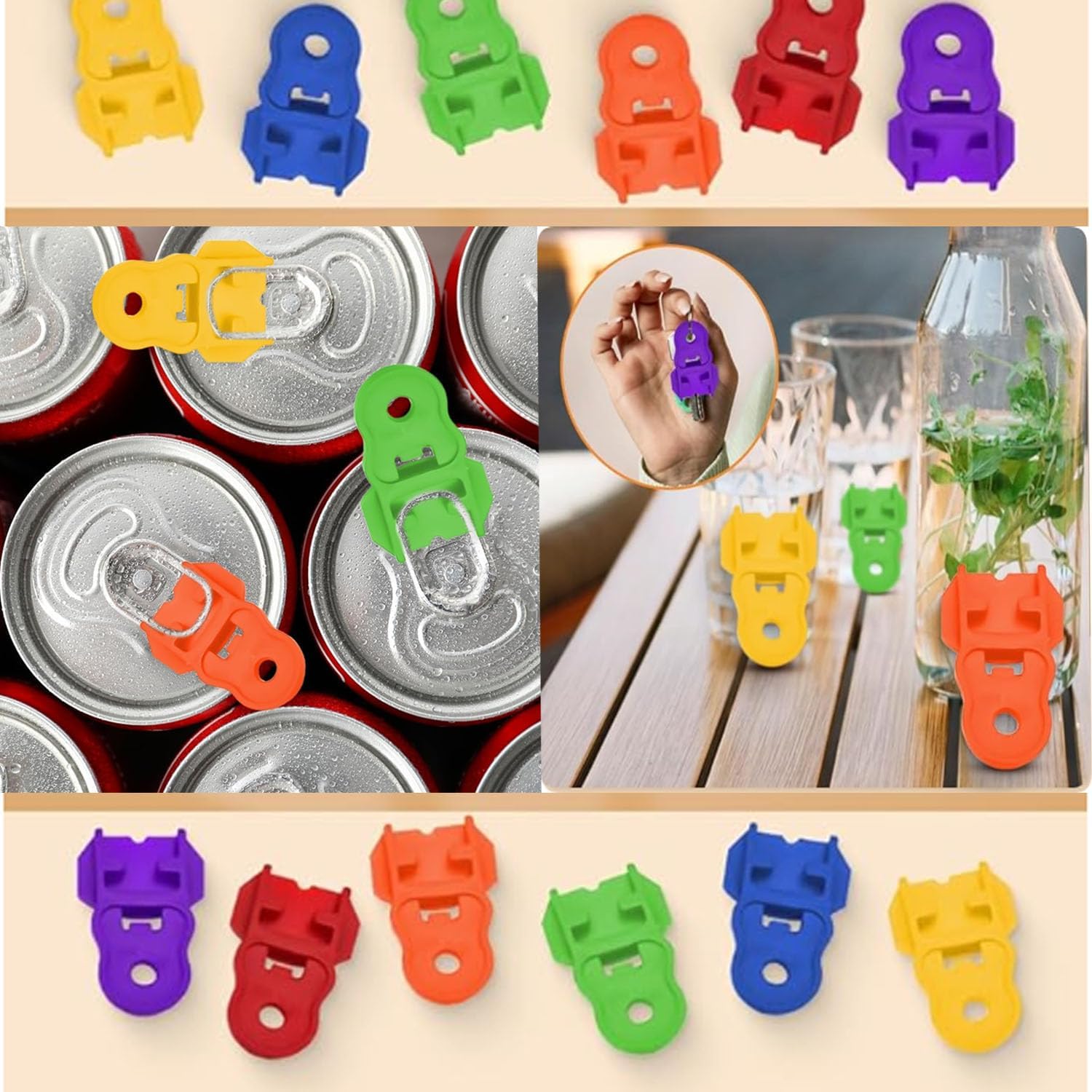 Simple can Opener, Easy Can Opener Soda Beer Can Opener, Manual Easy Can Opener Colorful Drink Can Protector Cap for Pop, Coke, Beer, Soda Aluminum Beverage (6pcs) - Image 7
