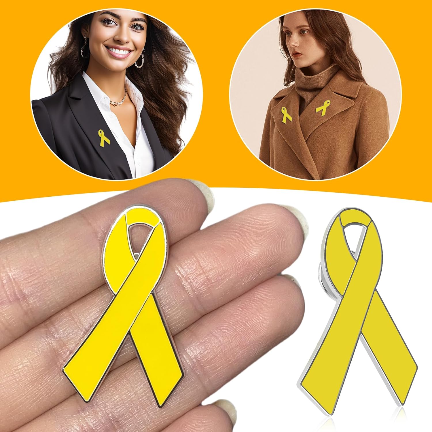 Yellow Ribbon Brooch Israel Hostage Women Men Bring Them Home Brooch Yellow Ribbon Breast Cancer Awareness Stand-Up Collar Brooch Support Campaign Charitable Donations Events Gift Items Accessories 2 pcs. - Image 5