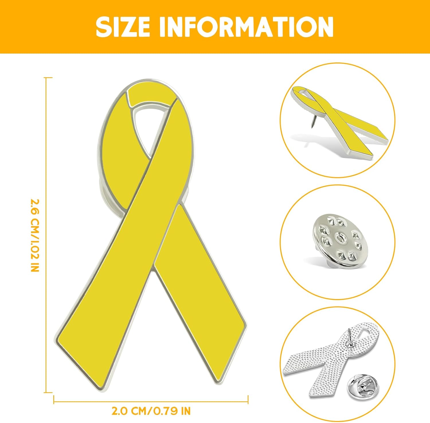 Yellow Ribbon Brooch Israel Hostage Women Men Bring Them Home Brooch Yellow Ribbon Breast Cancer Awareness Stand-Up Collar Brooch Support Campaign Charitable Donations Events Gift Items Accessories 2 pcs. - Image 7