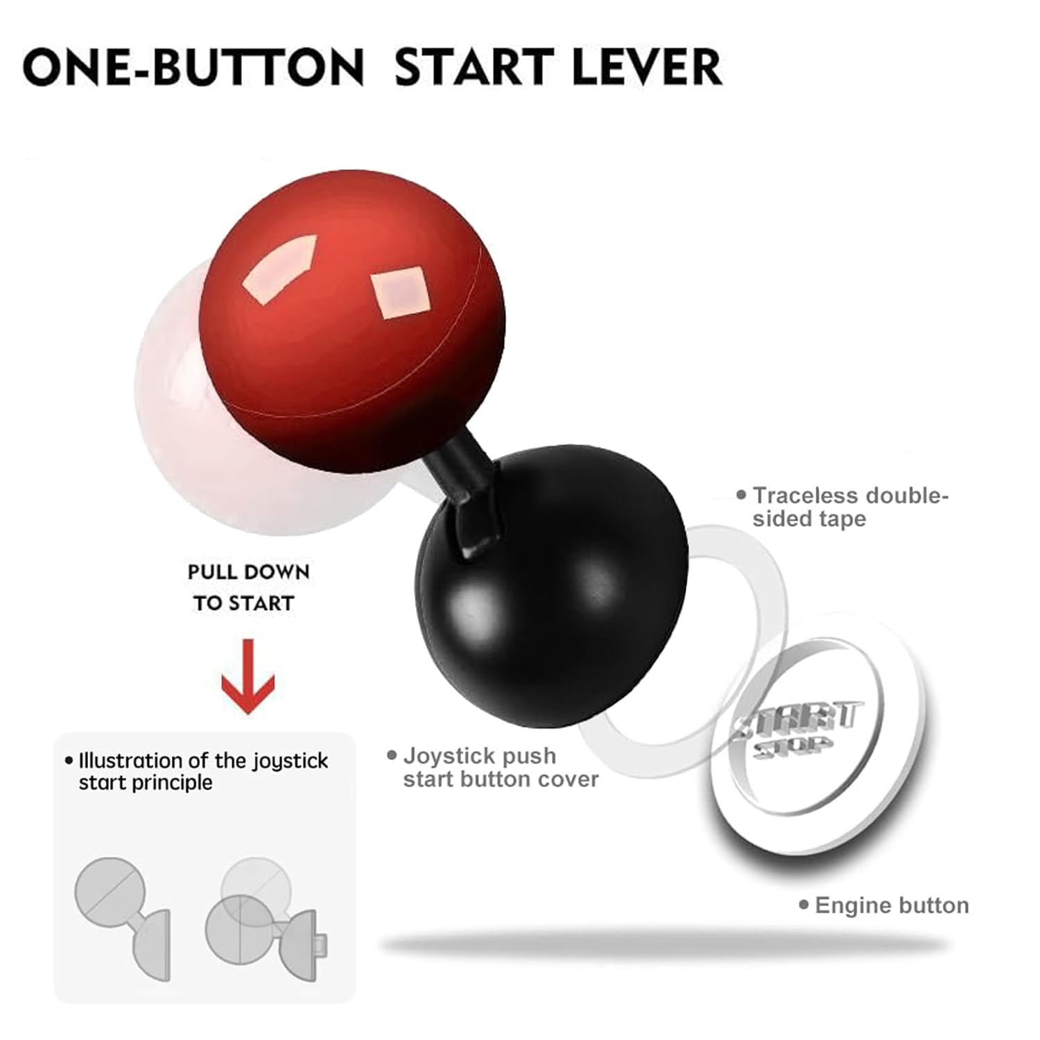 Car Push Start Button Cover, Engine Start/Stop Joystick Ball, Universal Starter Decorative Accessories (Red) - Image 3