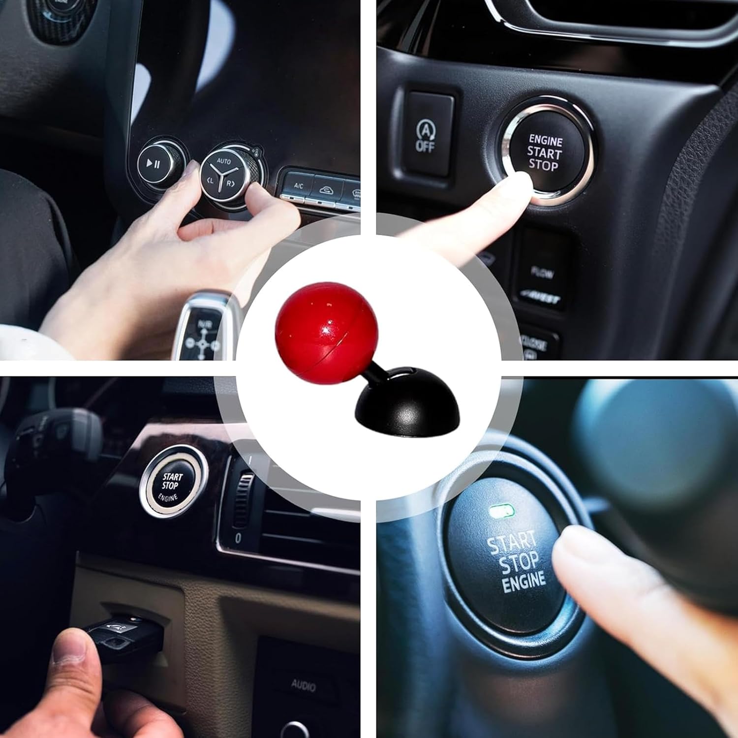 Car Push Start Button Cover, Engine Start/Stop Joystick Ball, Universal Starter Decorative Accessories (Red) - Image 7