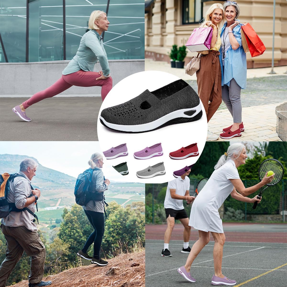 2024 New Women's Woven Breathable Soft Sole Shoes, Upgrade Orthopedic Shoes Outdoor Hiking Mesh Up Knit Stretch Slip on Casual Orthopedic Sneakers for Women - Image 4
