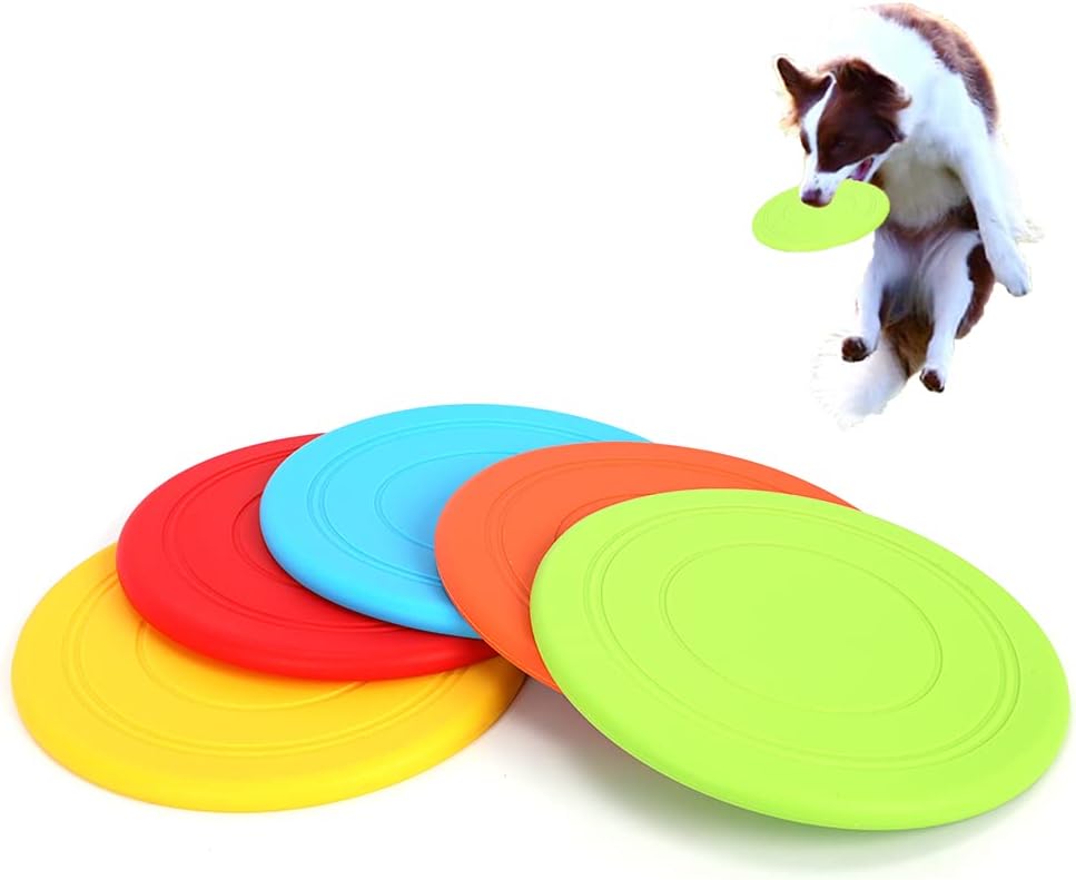 5 Pack Dog Frisbee,Dog Flying Disc Puppy Flyer Toy React Faster Training Interactive Toys for Small Medium Dog Lightweight Floating Saucer - Image 1