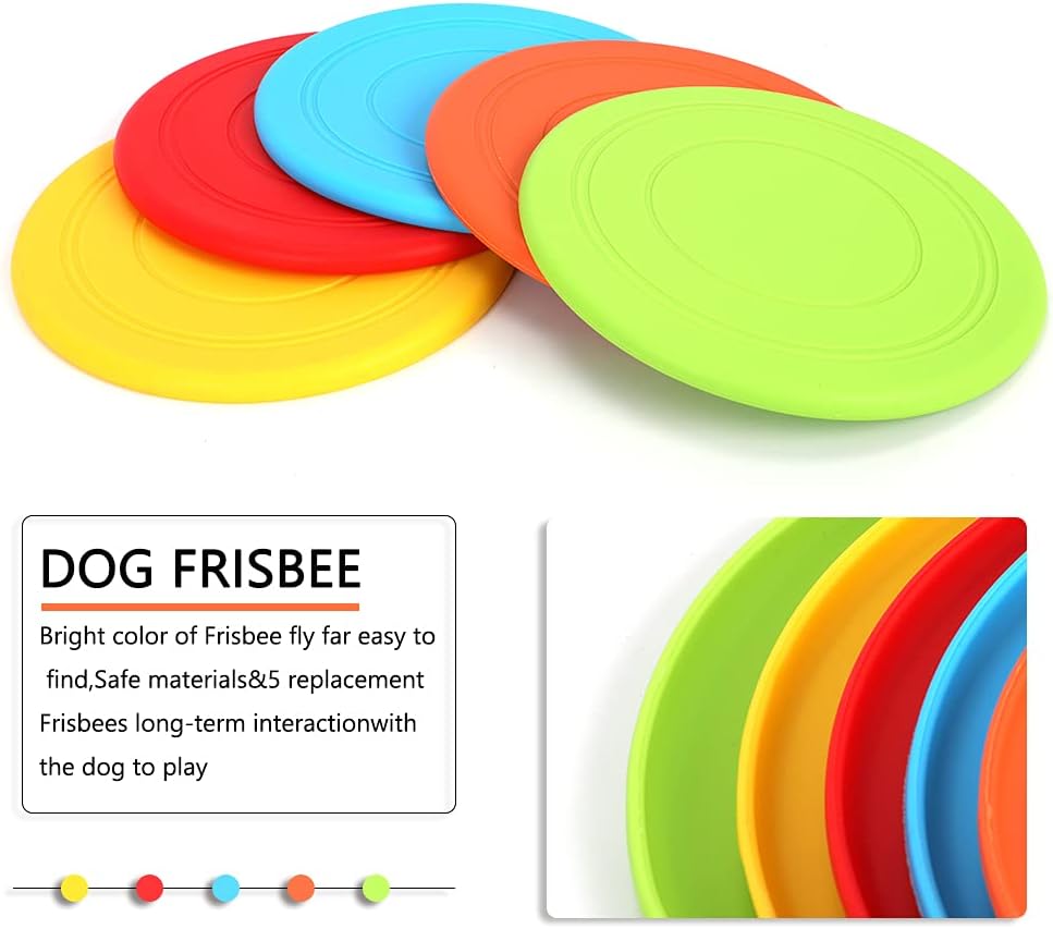 5 Pack Dog Frisbee,Dog Flying Disc Puppy Flyer Toy React Faster Training Interactive Toys for Small Medium Dog Lightweight Floating Saucer - Image 2