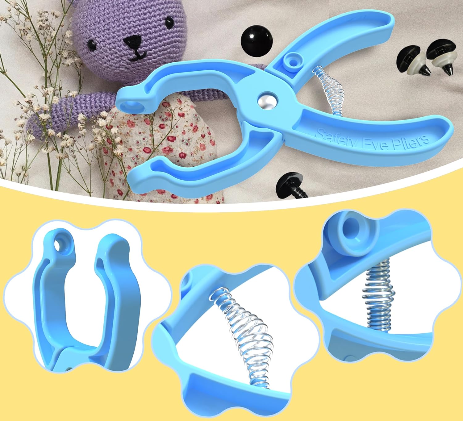Safety Eye Tool Auxiliary Tool for Attaching Safety Eyes for Crocheting Safety Eyes Crochet Tools for Amigurumi Crochet & Stuffed 5-30mm Animal Eyes Making Supplies Tool（Blue 1pcs） - Image 3