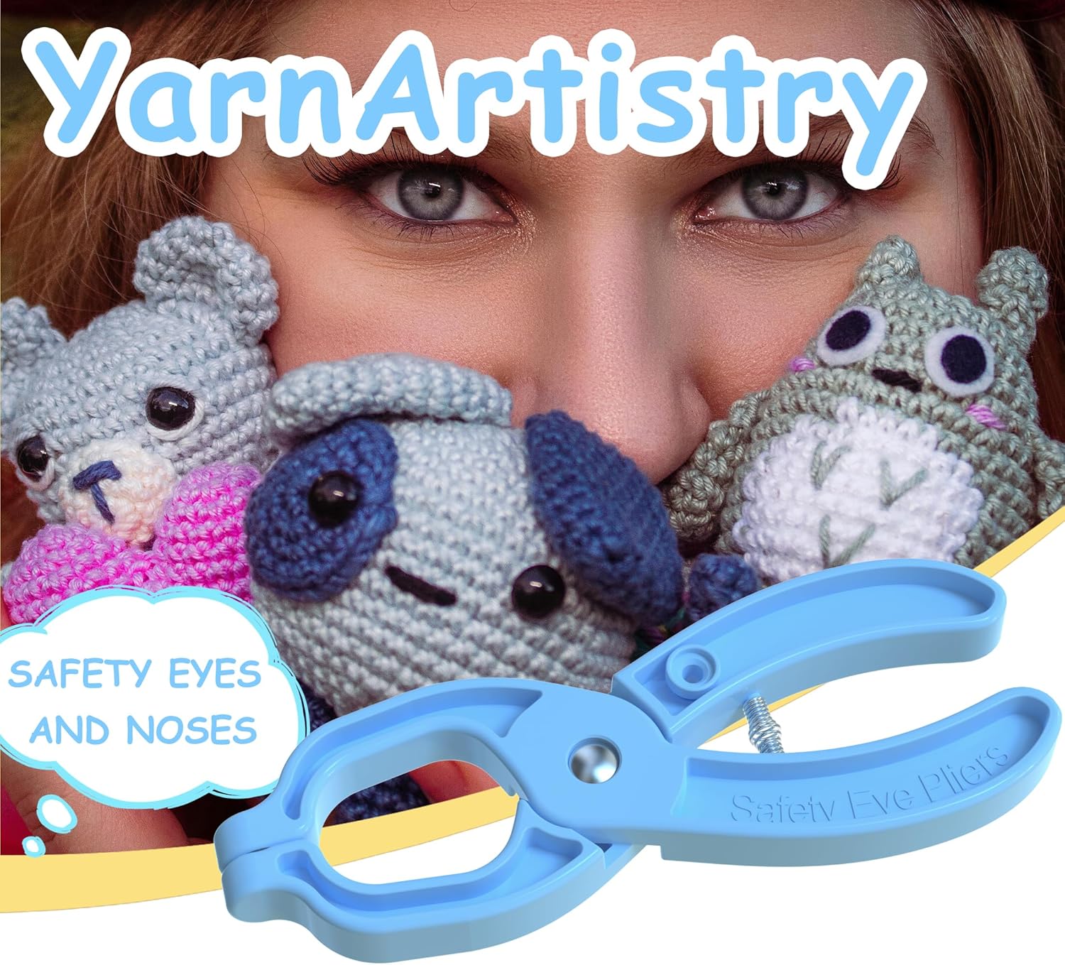 Safety Eye Tool Auxiliary Tool for Attaching Safety Eyes for Crocheting Safety Eyes Crochet Tools for Amigurumi Crochet & Stuffed 5-30mm Animal Eyes Making Supplies Tool（Blue 1pcs） - Image 6