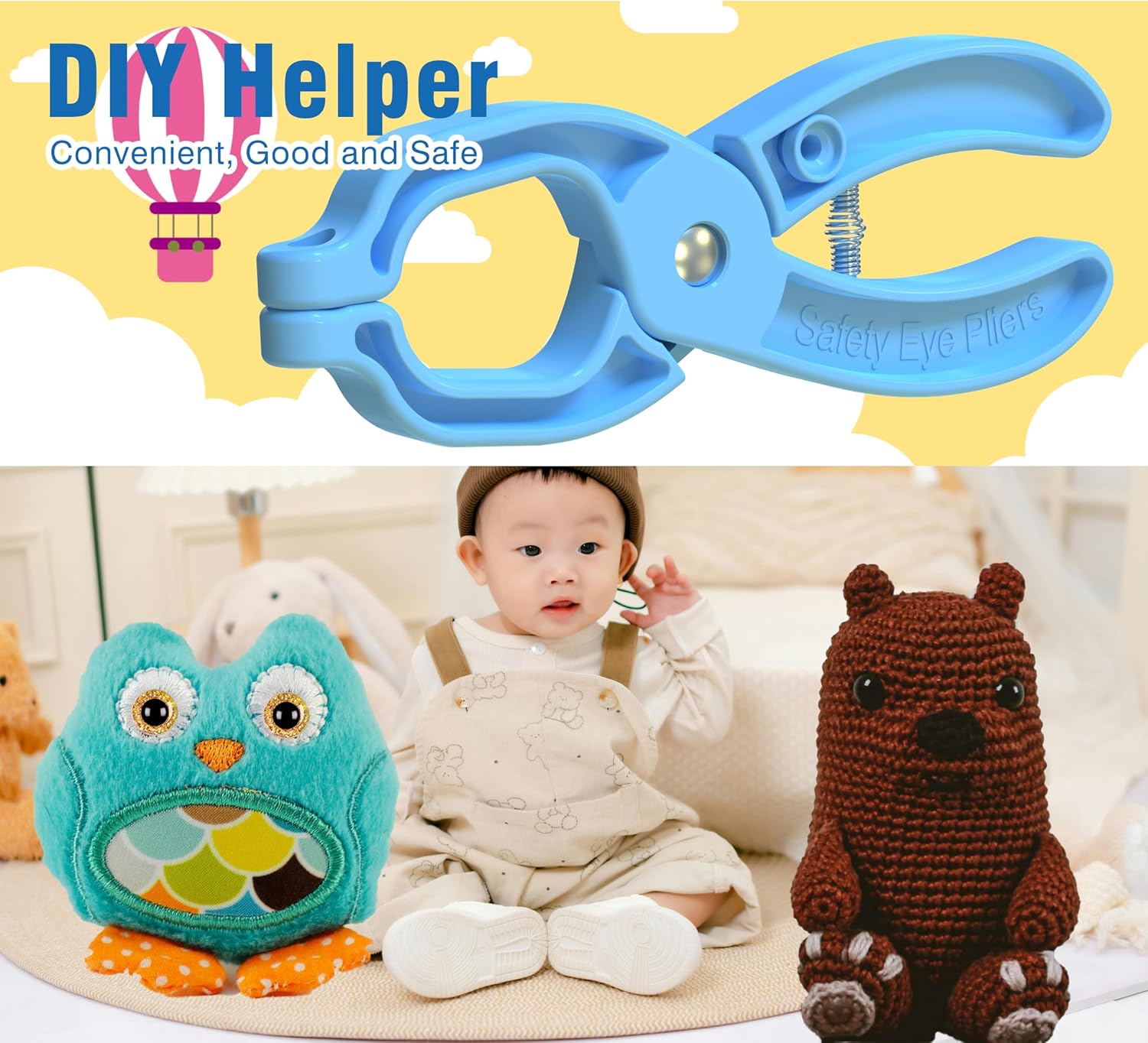 Safety Eye Tool Auxiliary Tool for Attaching Safety Eyes for Crocheting Safety Eyes Crochet Tools for Amigurumi Crochet & Stuffed 5-30mm Animal Eyes Making Supplies Tool（Blue 1pcs） - Image 7