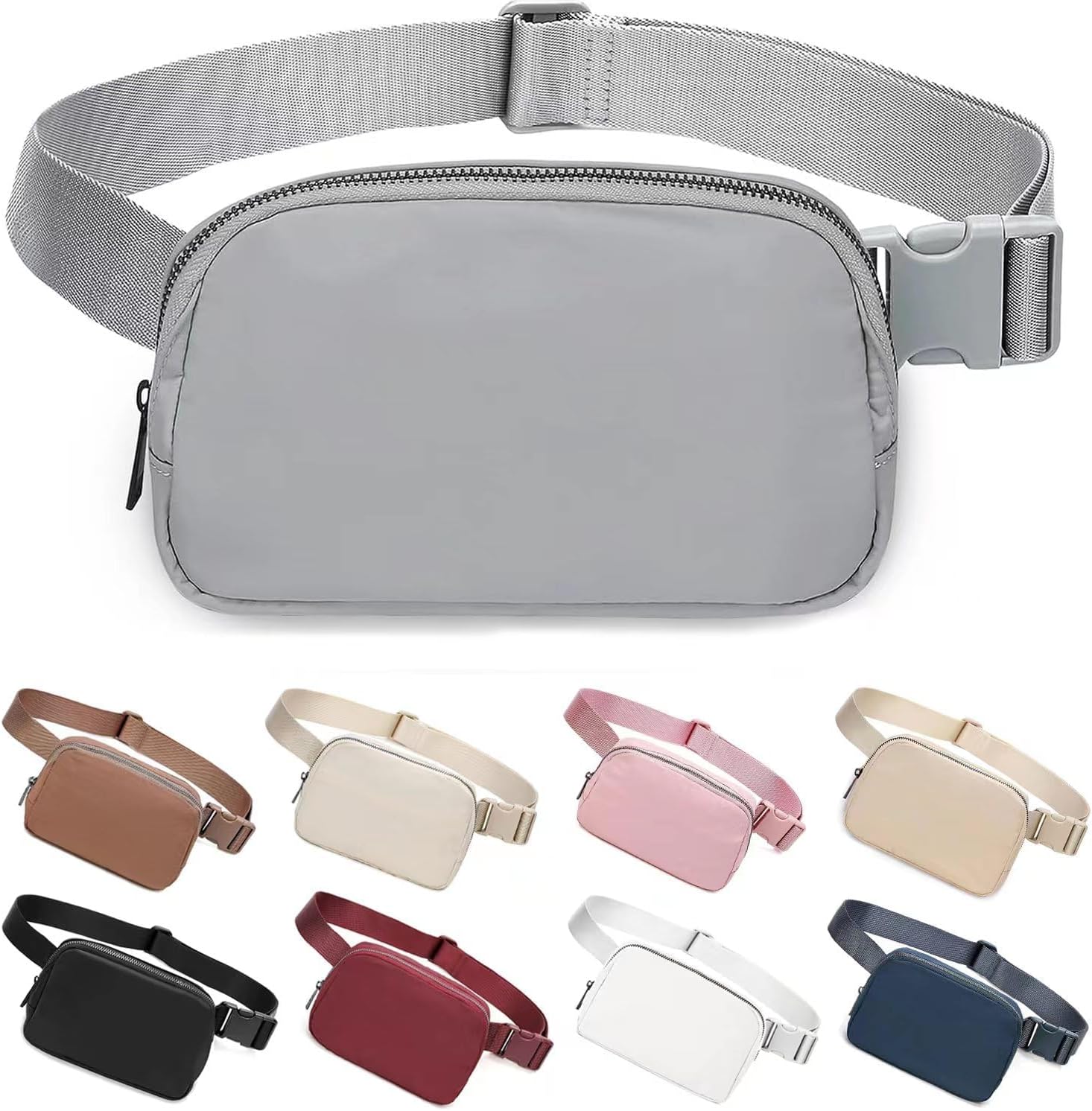 Belt Bag for Women Fanny Pack Dupes, Fashion Crossbody Waist Pack Bag with Adjustable Strap, Everywhere Belt Bag for Travel Outdoors Running Hiking（Grey） - Image 1