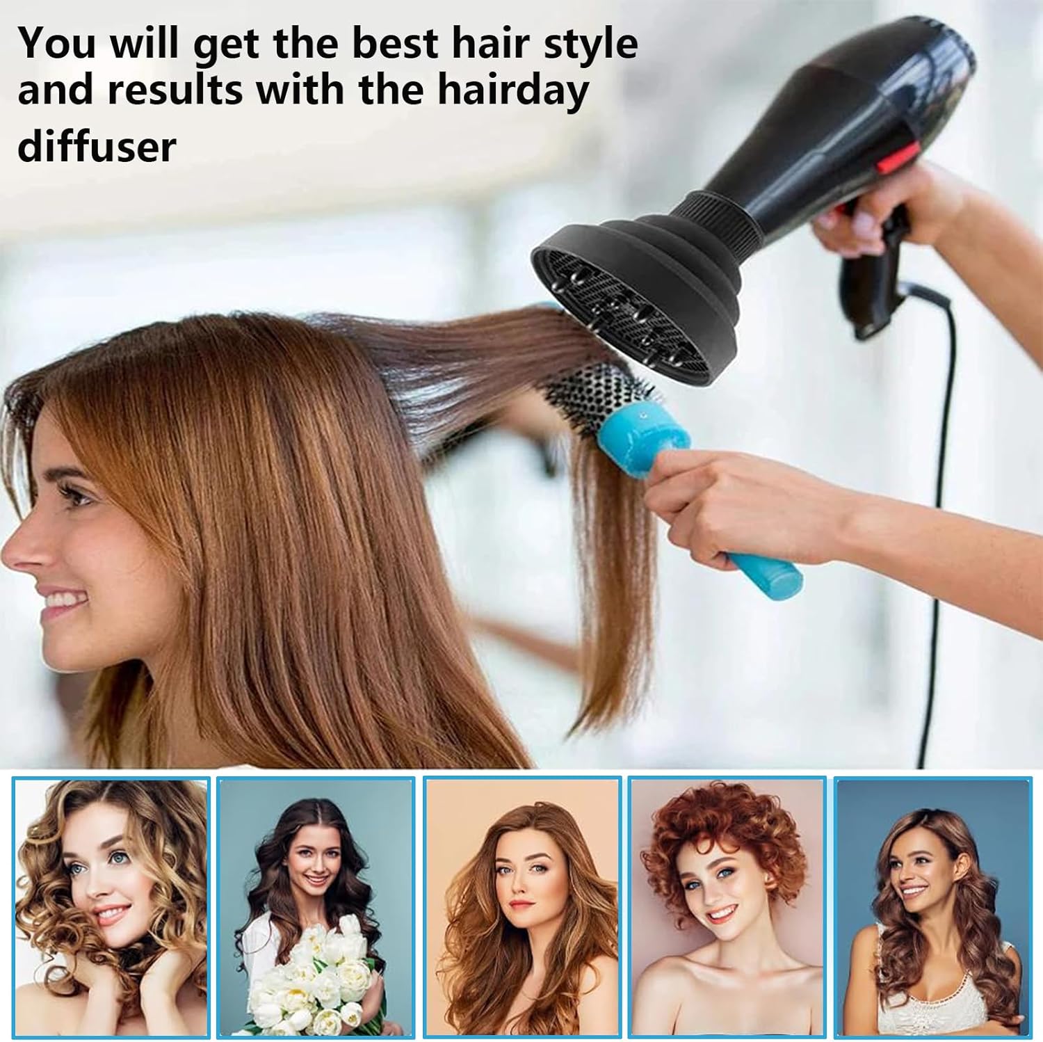 Hair Diffuser,Collapsible Hair Diffuser Portable,Diffuser Attachment for Hair Dryer,Hair Diffuser for Curly Hair,Hair Dryer Diffuser Attachment for Curly and Wavy Hair,for Most Hair Dryers (Black) - Image 6