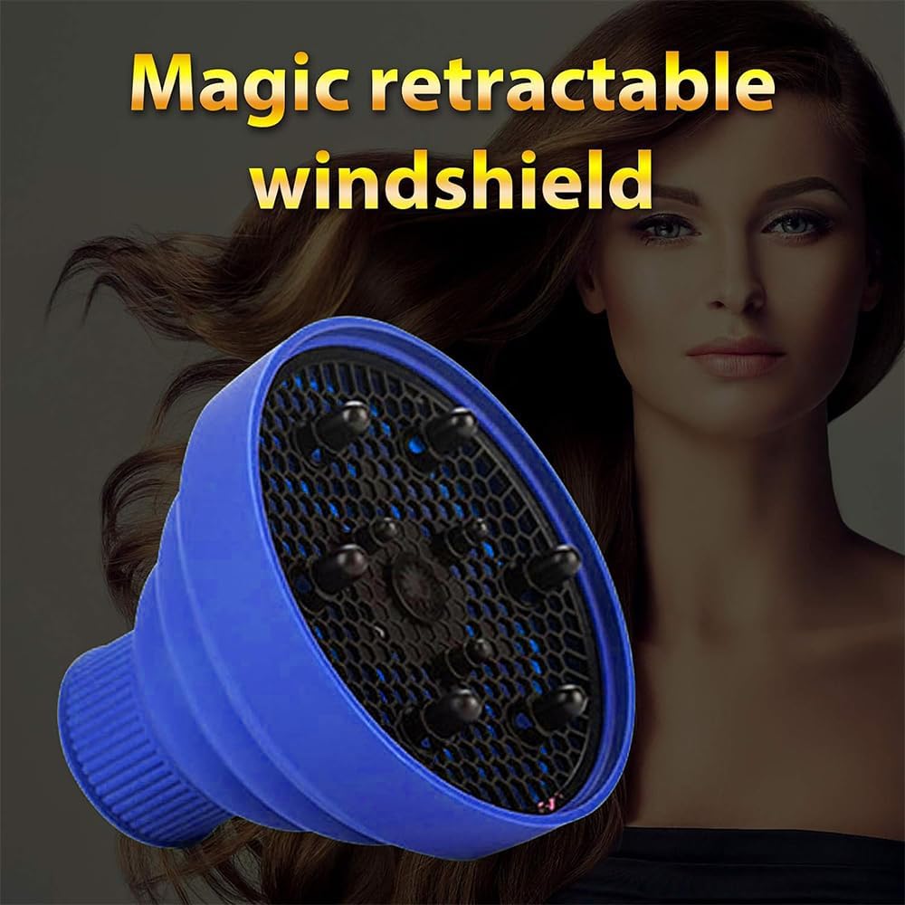 Collapsible Hair Diffuser Attachment - Portable Silicone Diffuser for Curly Hair, Fits 1.57-1.99