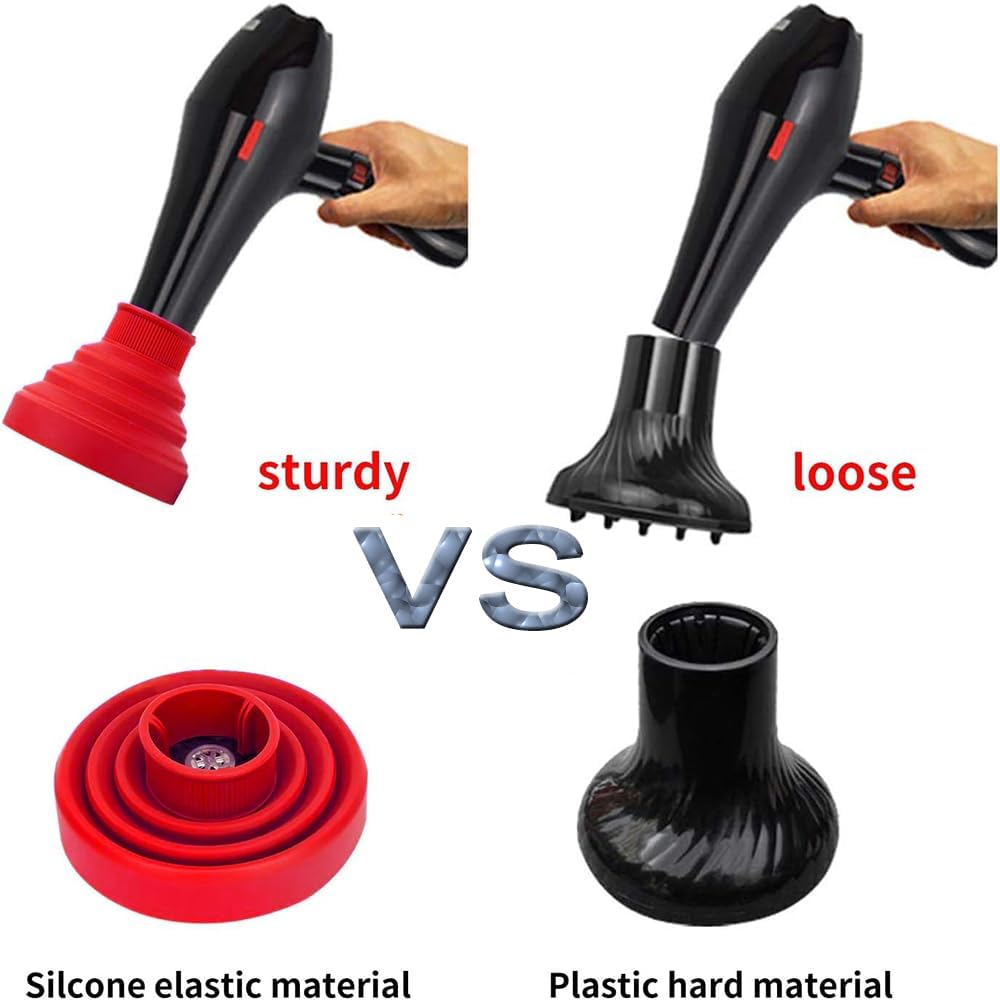 Collapsible Hair Diffuser Attachment - Portable Silicone Diffuser for Curly Hair, Fits 1.57-1.99